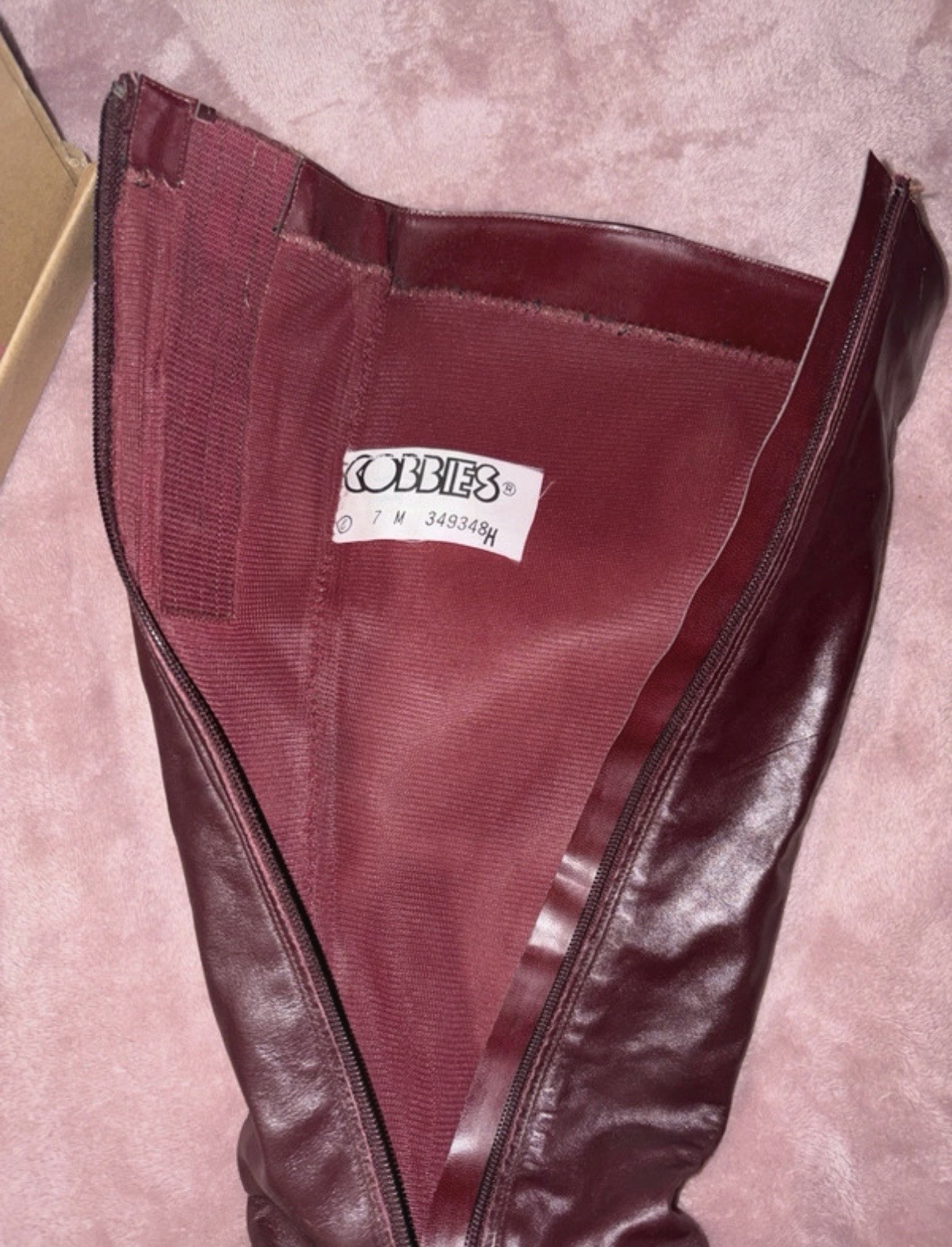 Vintage 1970s Cobbie’s Maroon/Burgundy Leather Knee High Zipper Boots