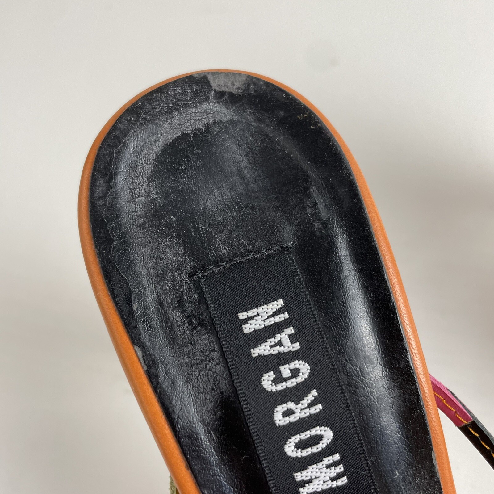 Y2K Vintage Morgan De Toi Heels 5 5.5 35 Orange Strappy Open Square Toe Stiletto