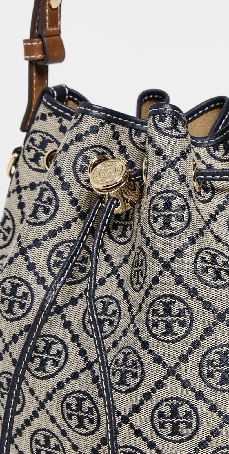 Tory Burch NWT T Monogram Bucket Bag In Tory Navy Style #181372 New