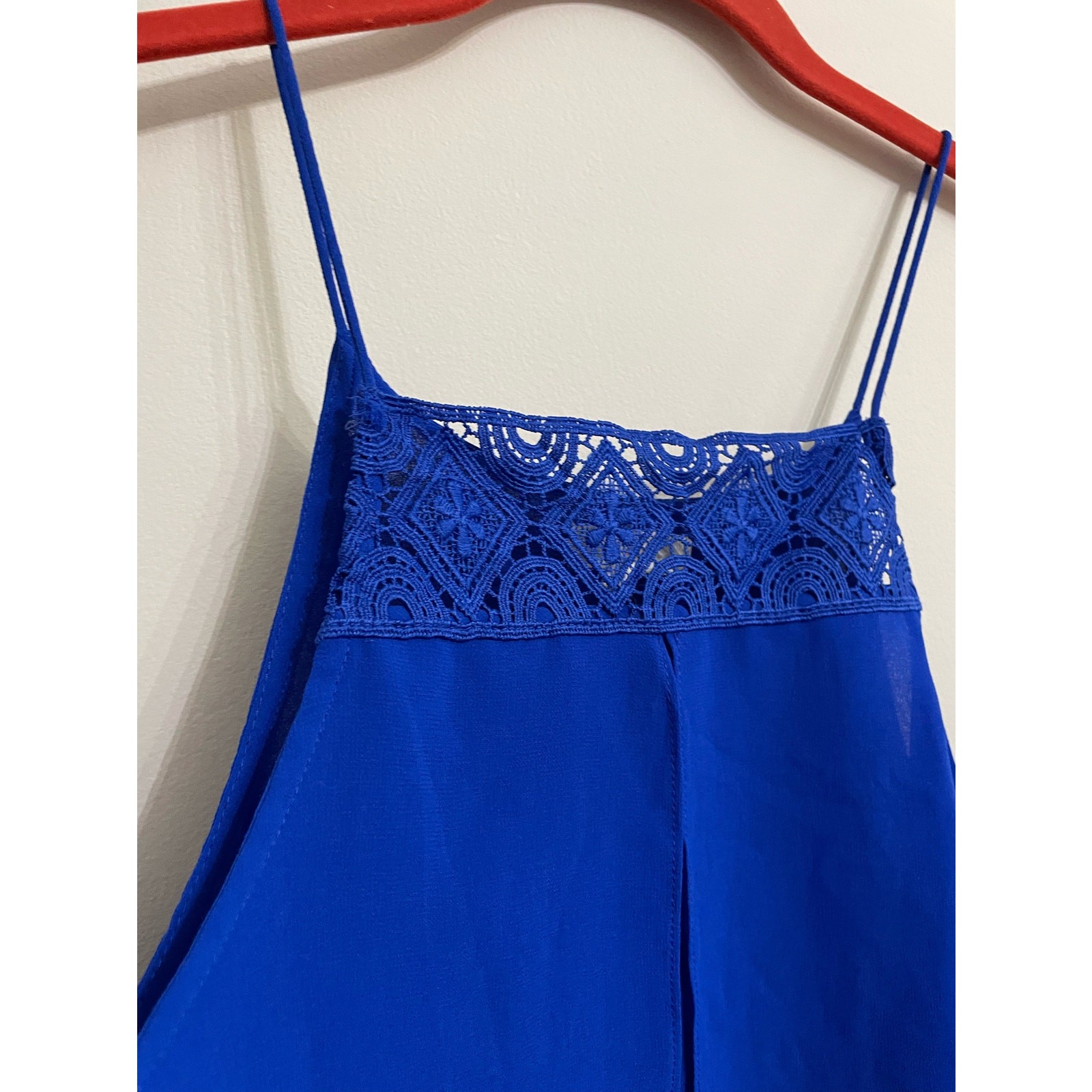 Blue Flowy Tank Chiffon Layers SZ M Womens E Hanger M Bright Royal