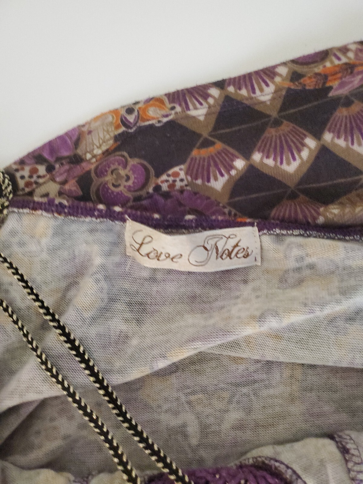 Love Notes Cute Colorful Purple Floral Embroidered Top Sleeveless Size Small EUC