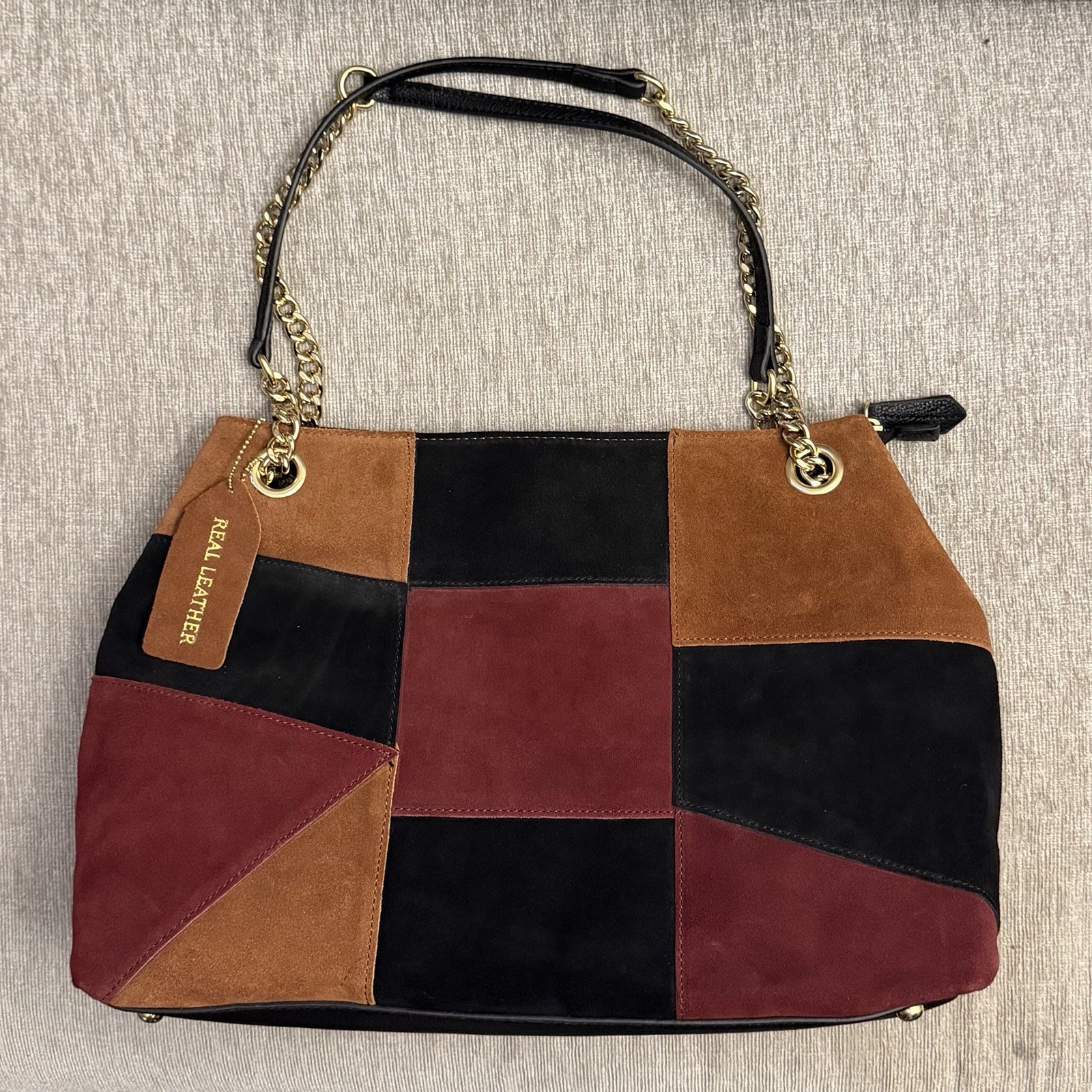 Emma Fox | Gorgeous Patchwork Leather/Suede Shoulder Bag