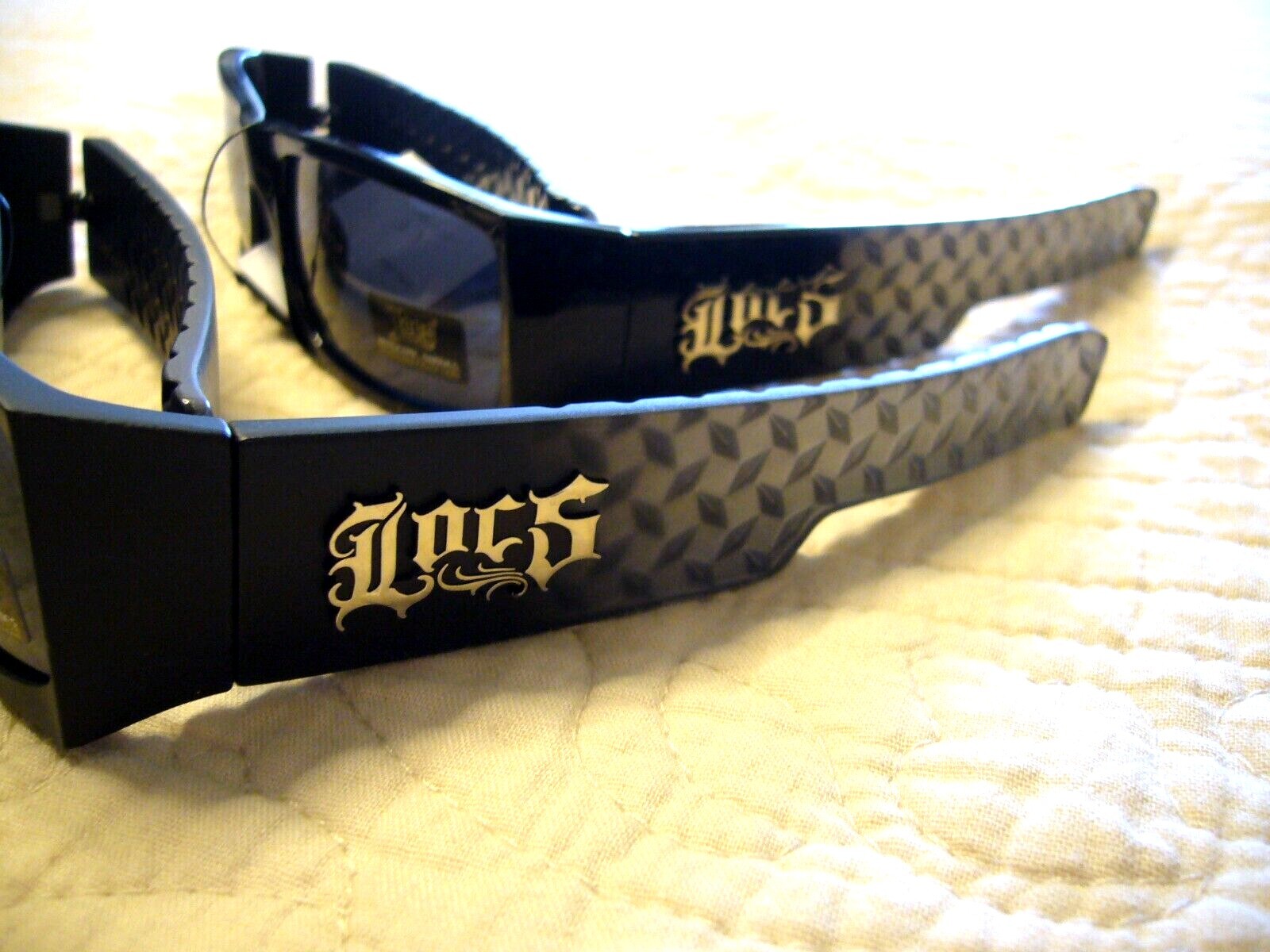 Men’s Sunglasses LOCS Women’s Gangster Diamond Plate Look Biker Shades 91167