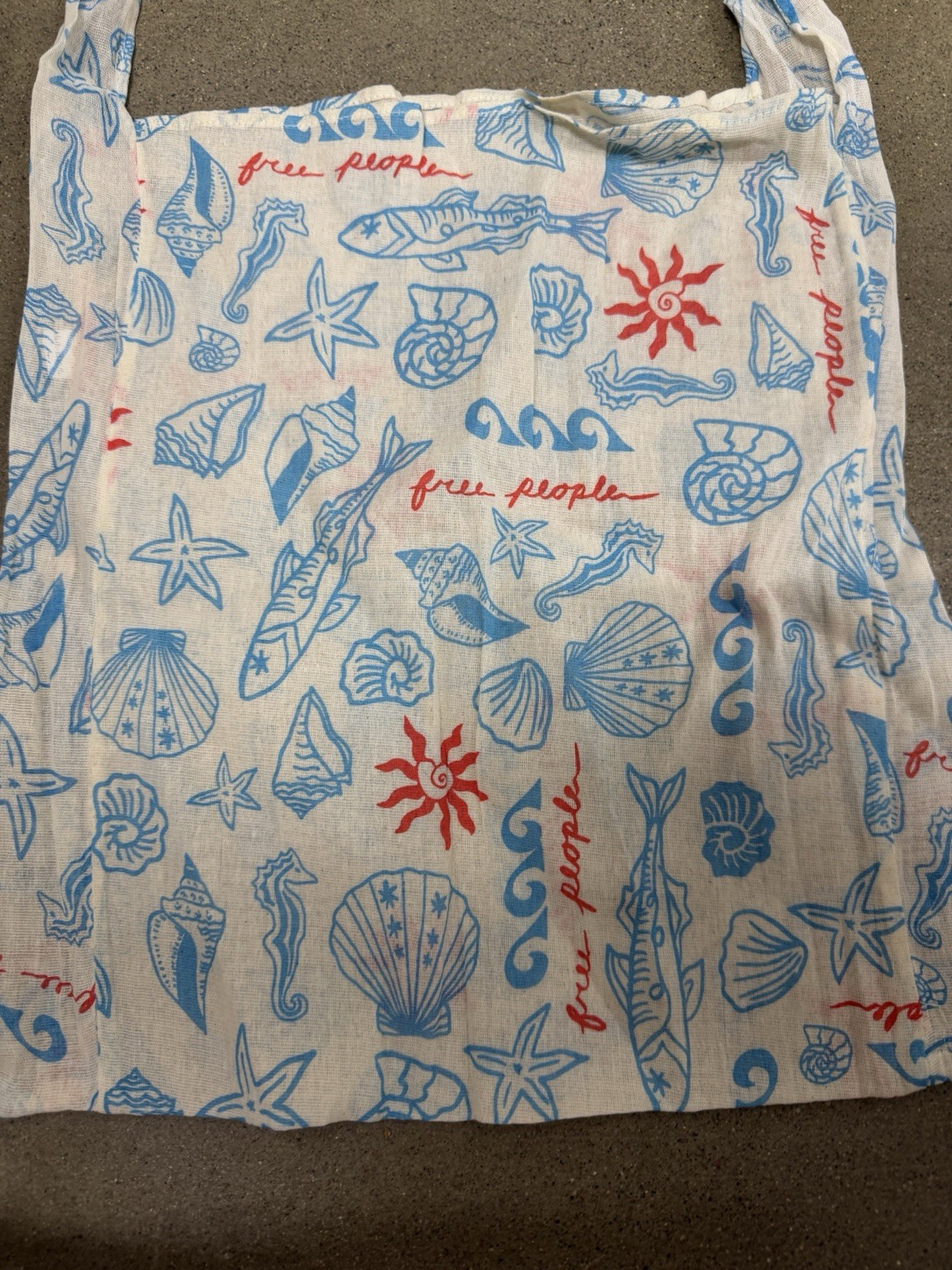 Free People Beach Bag Seashells Movement Linen Boho Coastal Reusable