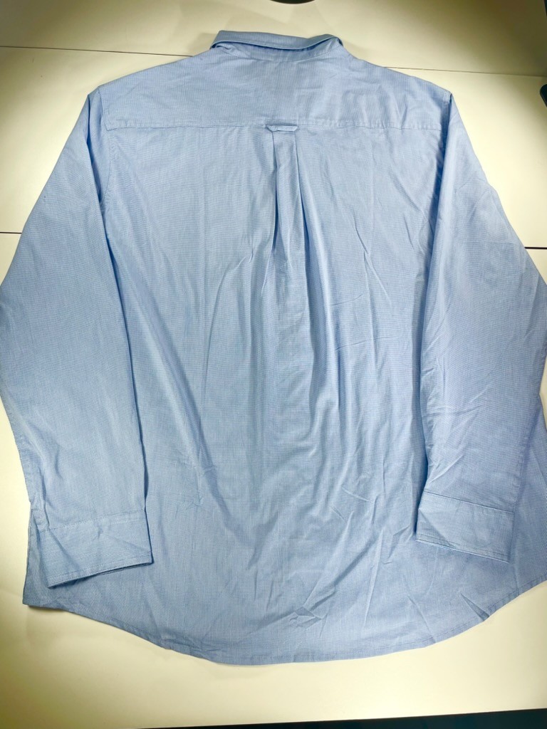 CHAPS RALPH LAUREN Men’s 2XL Button Shirt Lt Blue White Long Sleeve Cotton Blend