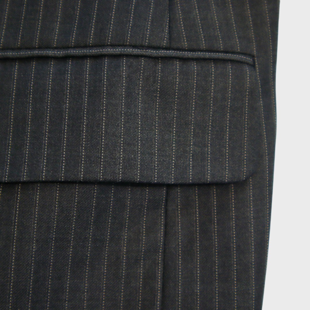 Bespoke Hickey Freeman 2 Piece Suit 46S Gray Pinstripe Surgeon Cuff Dual Vent
