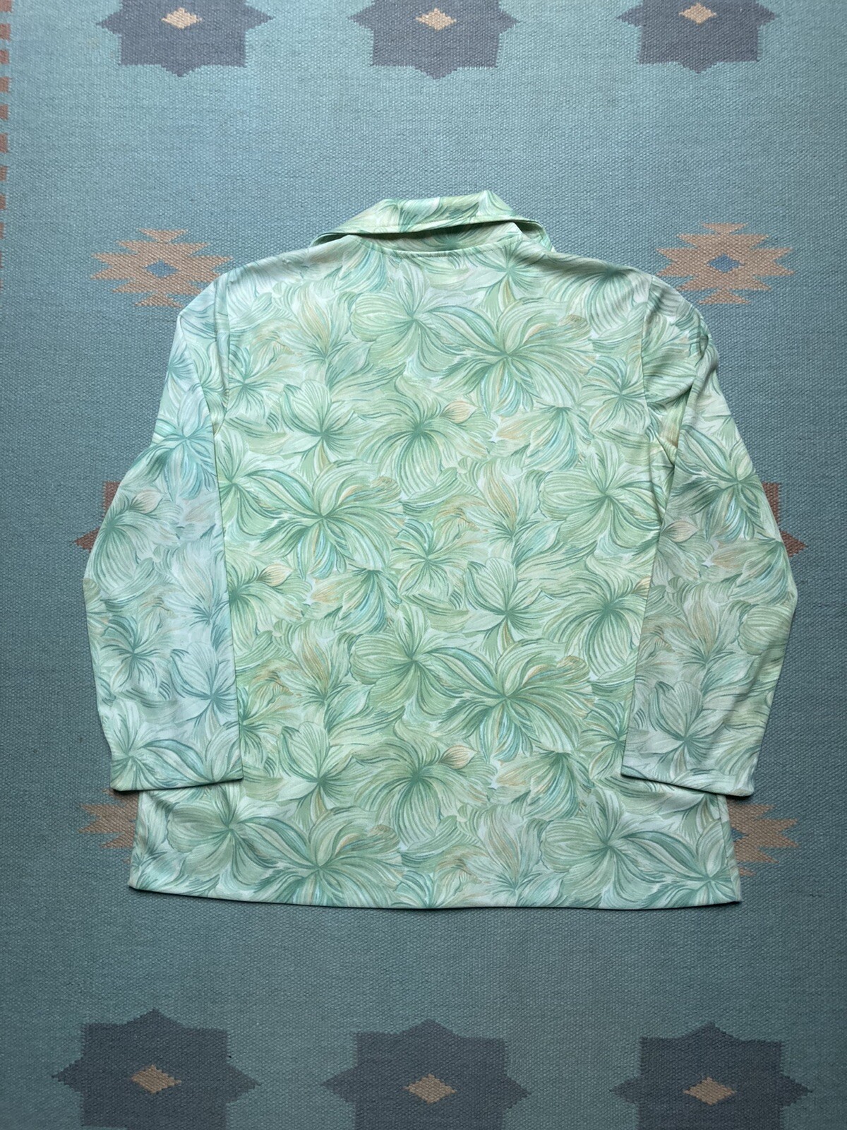 Vintage 70s button shirt blouse sears psychedelic all over print women’s size 20