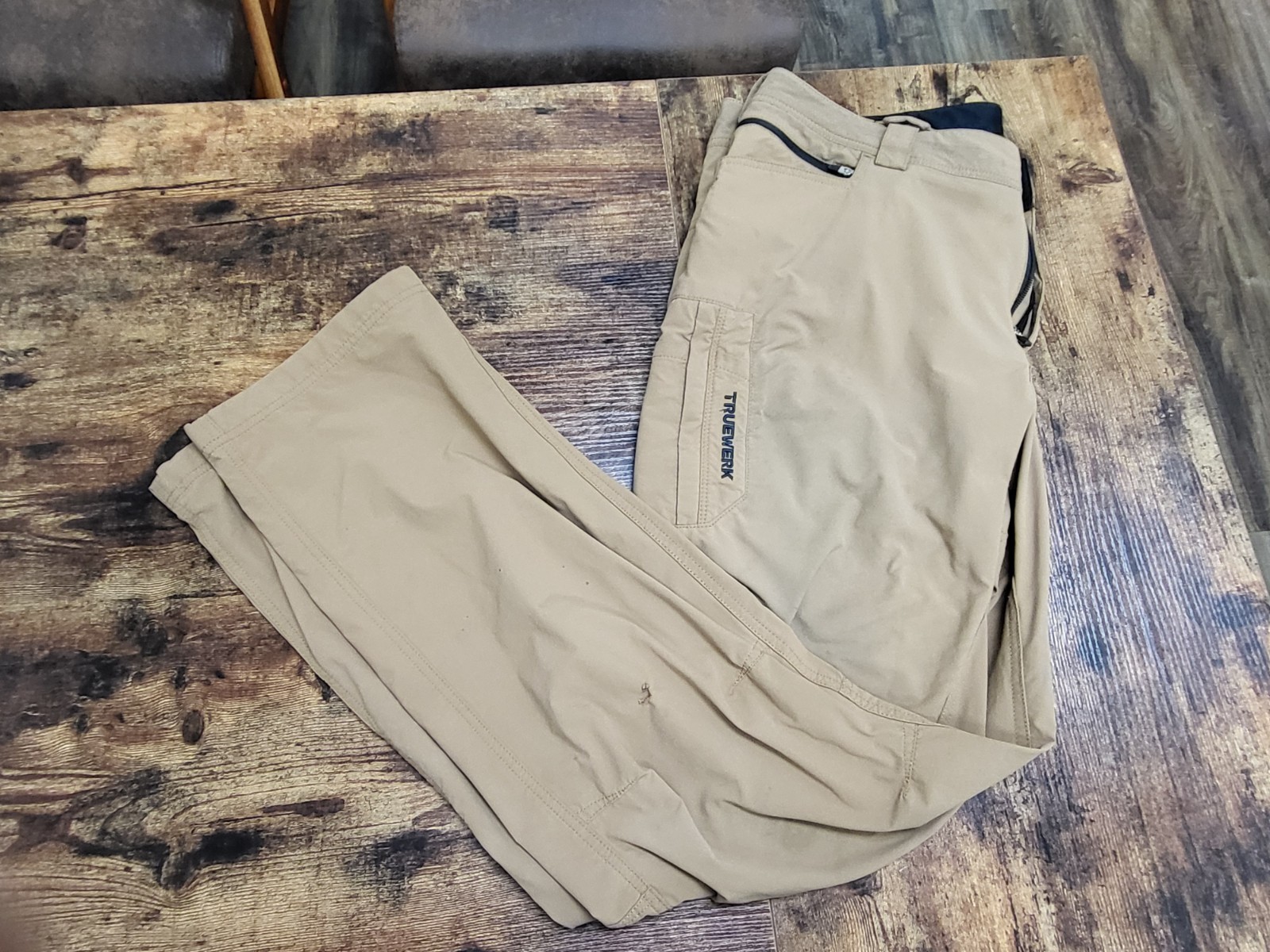 Truewerk T2 Werkpant Mens Size 38×34 Sand Straight Leg Nylon Poly Spandex