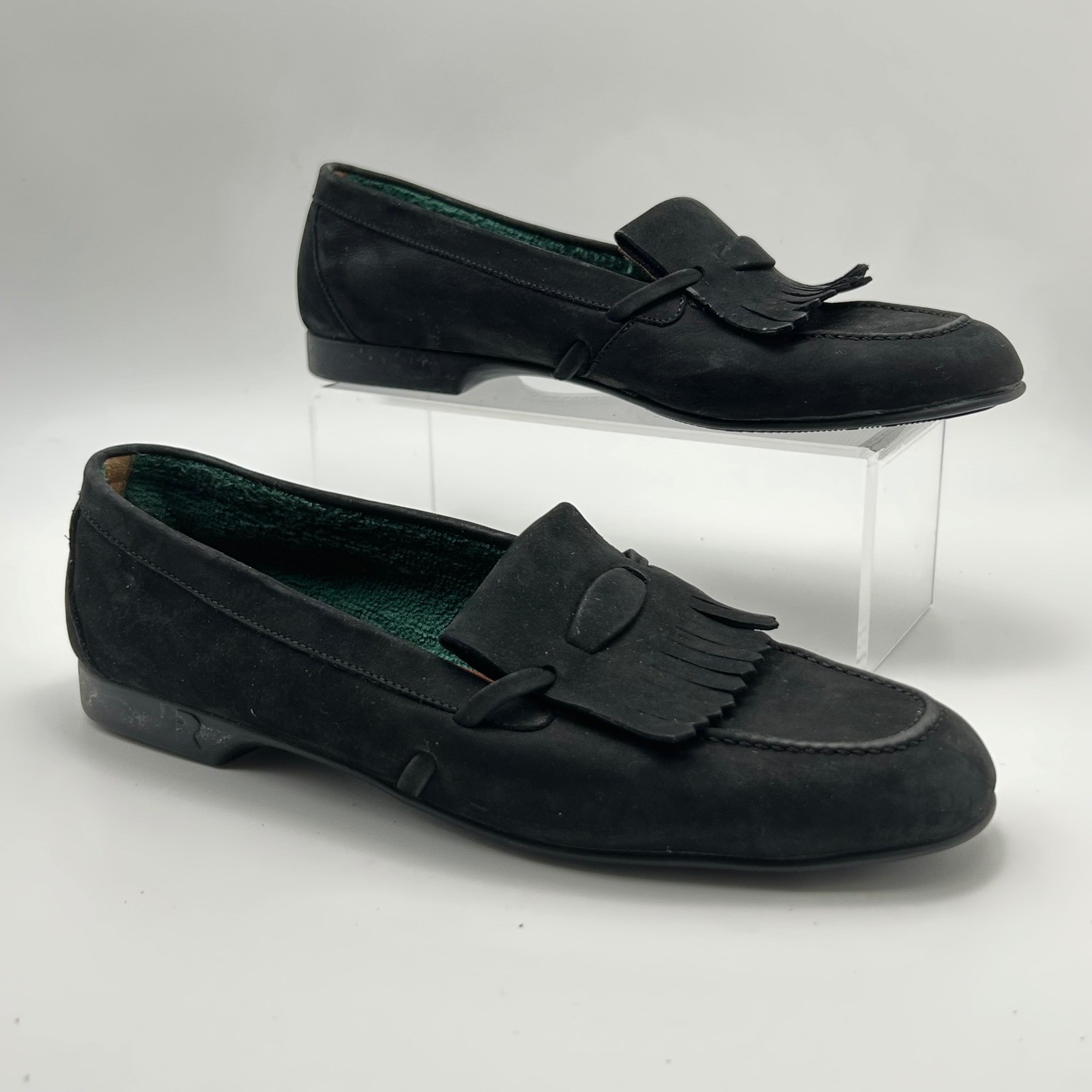 Fratelli Rossetti Yacht Loafers Mens 8.5 39 Black Nubuck Kiltie Tassel Preppy