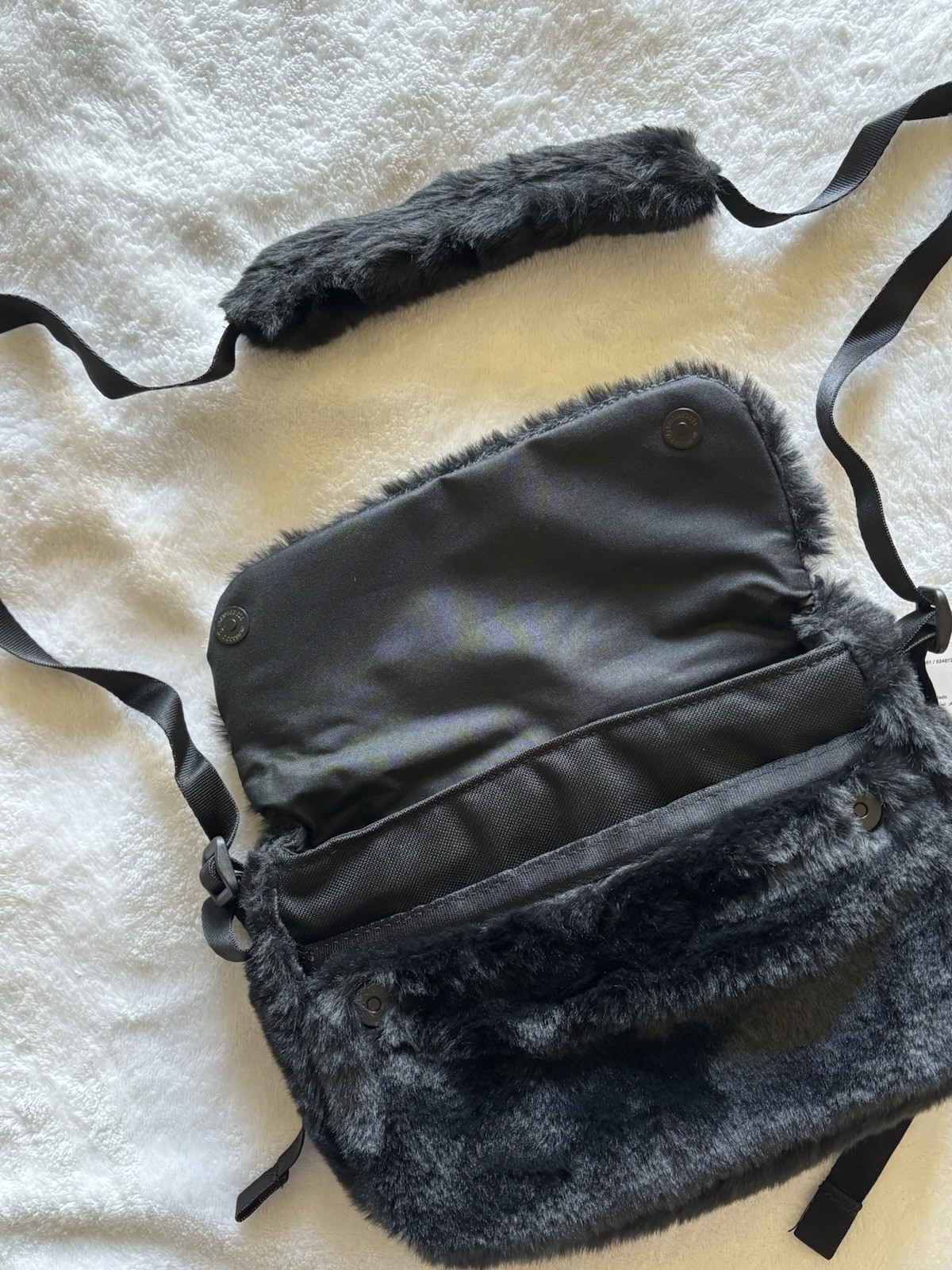 RARE Nike Sportswear Futura 365 Faux Fur Crossbody Bag | Black & White