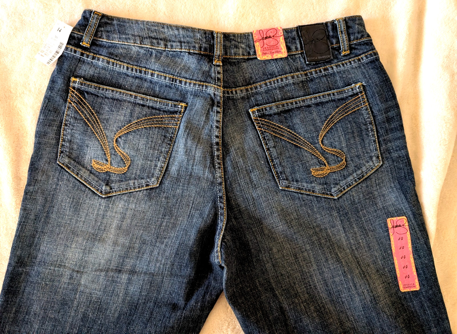 NWT Jessica Simpson Women’s Blue Super Low Flare Sequence Beading Size 14