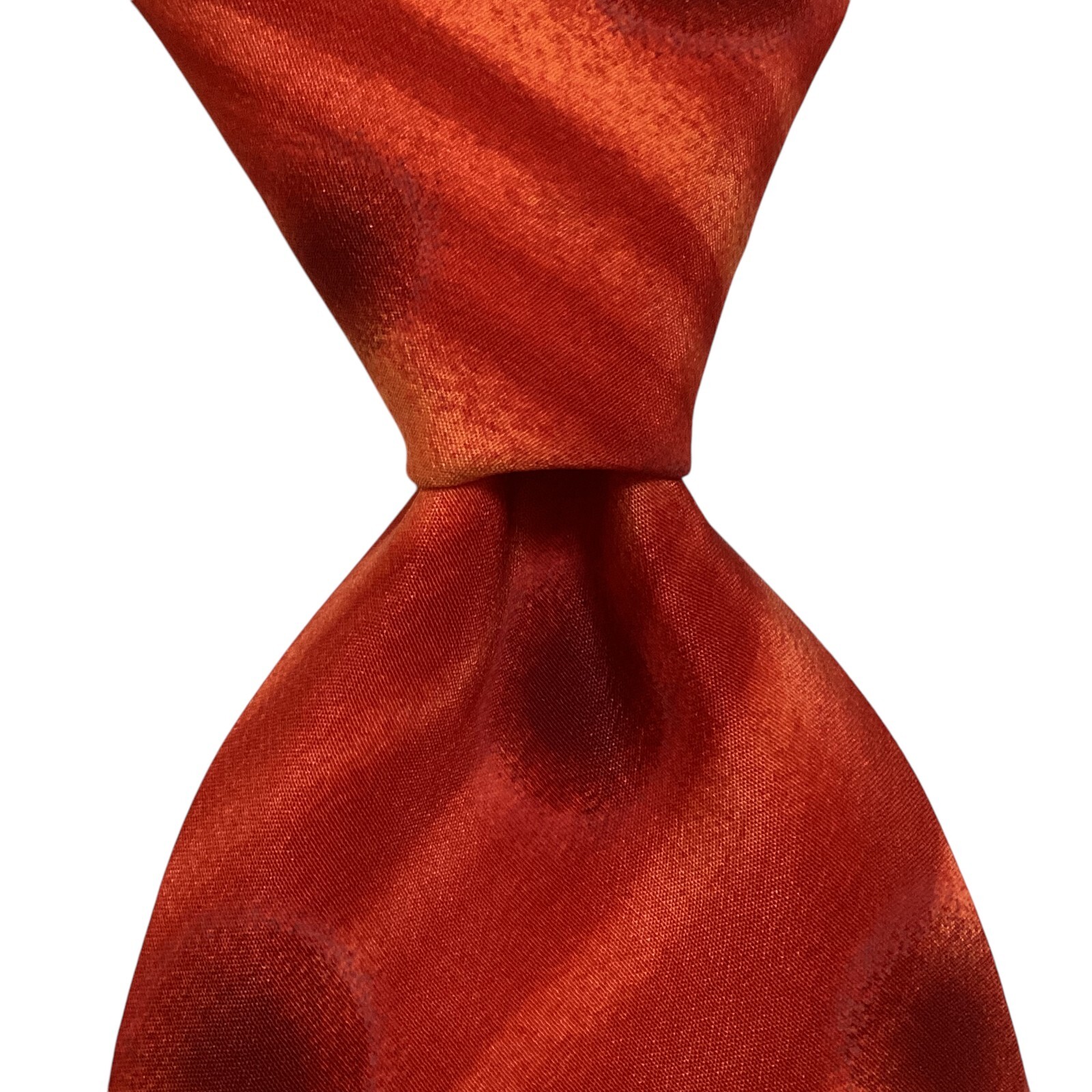 HUGO BOSS Mens 100% Silk Necktie ITALY Designer POLKA DOT STRIPED Red/Orange NWT