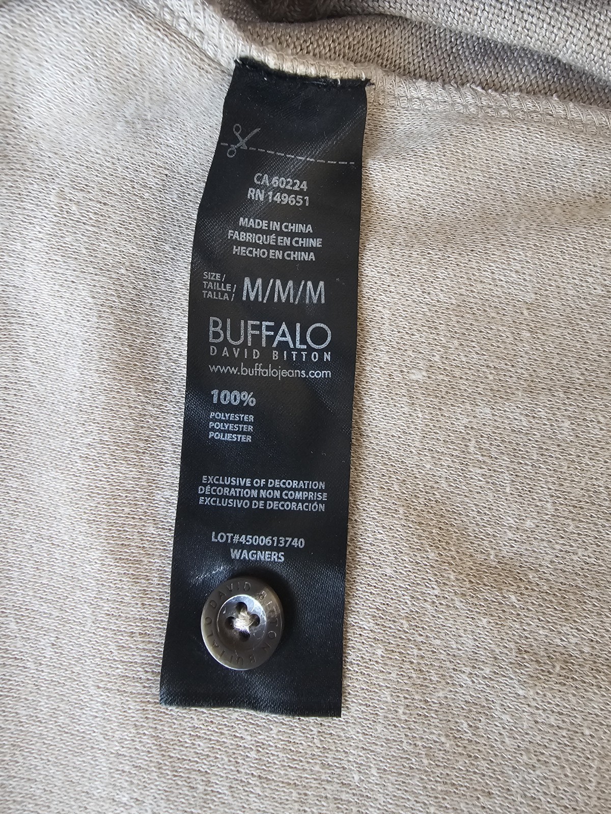 Buffalo David Bitton Men’s Button Knit Polo Tan Size M – Heavy Fabric