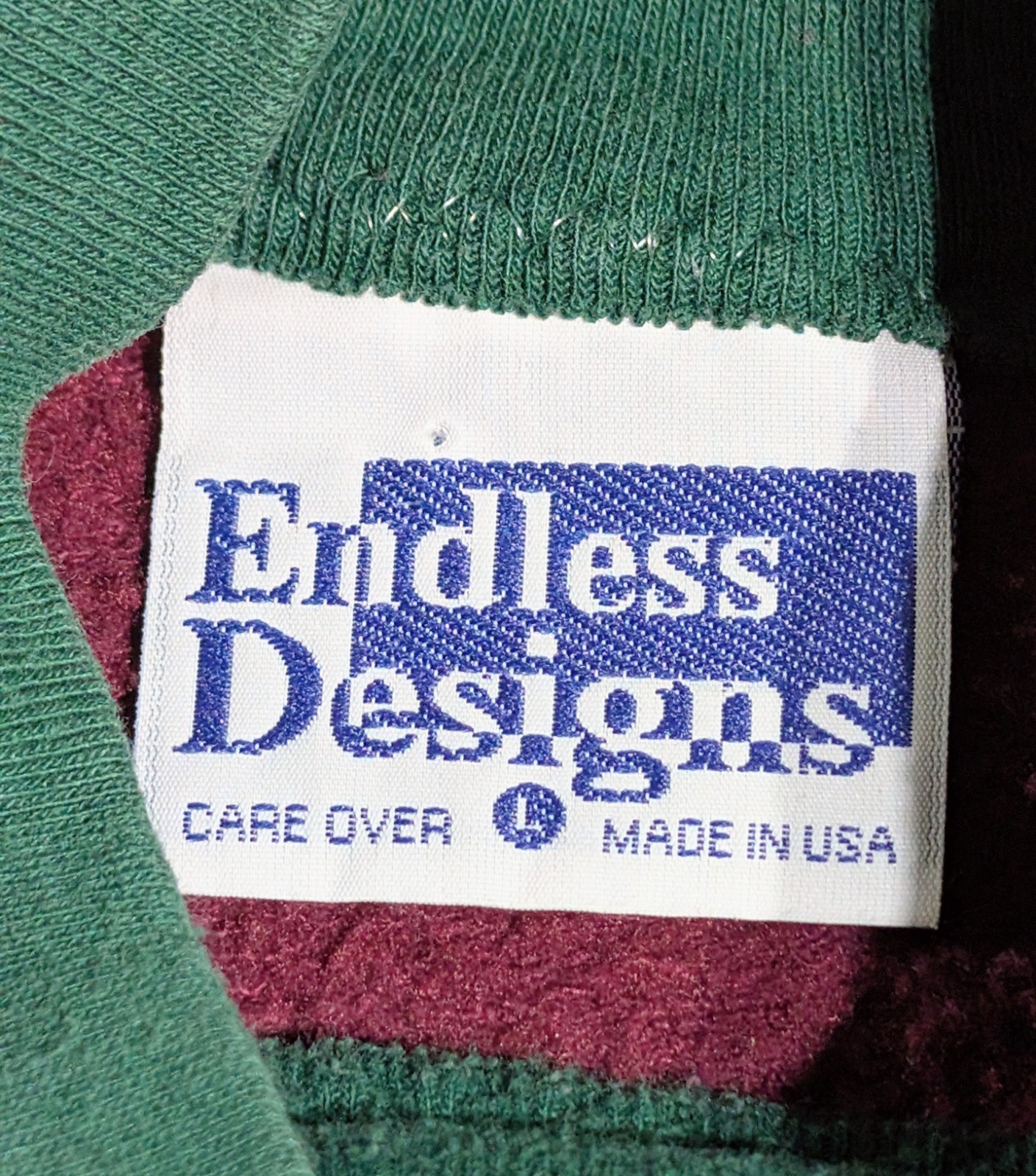 Vintage Sweatshirt Endless Designs Sz Large Quilt Heart Love Bird House Plum