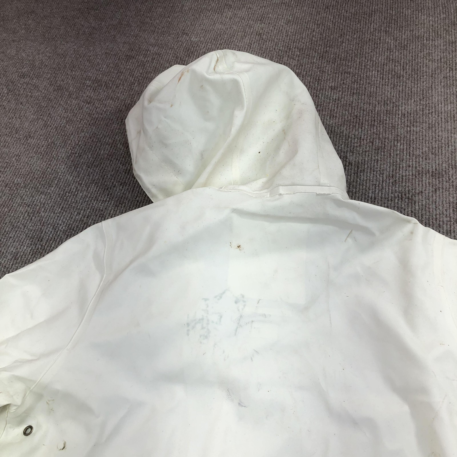 Stutterheim Mosebacke Rain Coat Womens M White Hooded Rubberized Waterproof