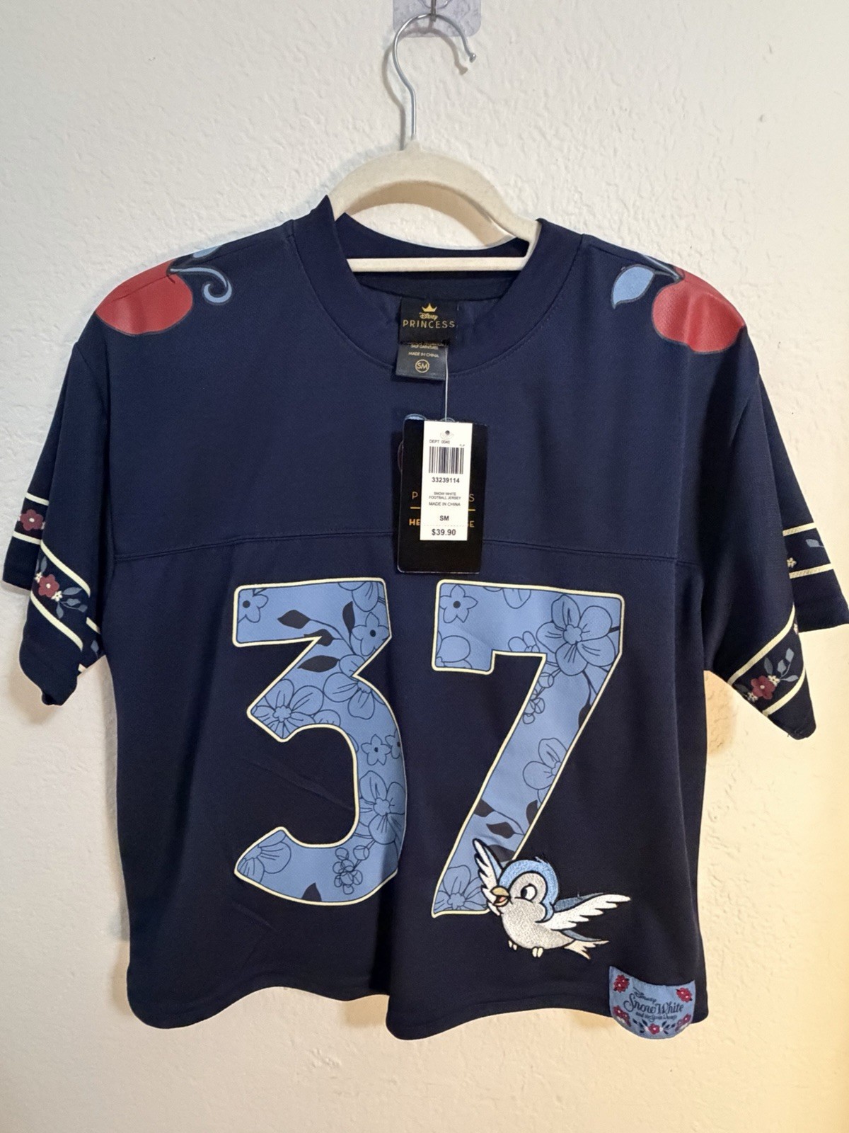 Disney Princess Snow White Blue Graphic Cropped T-Shirt Embroidered S/M