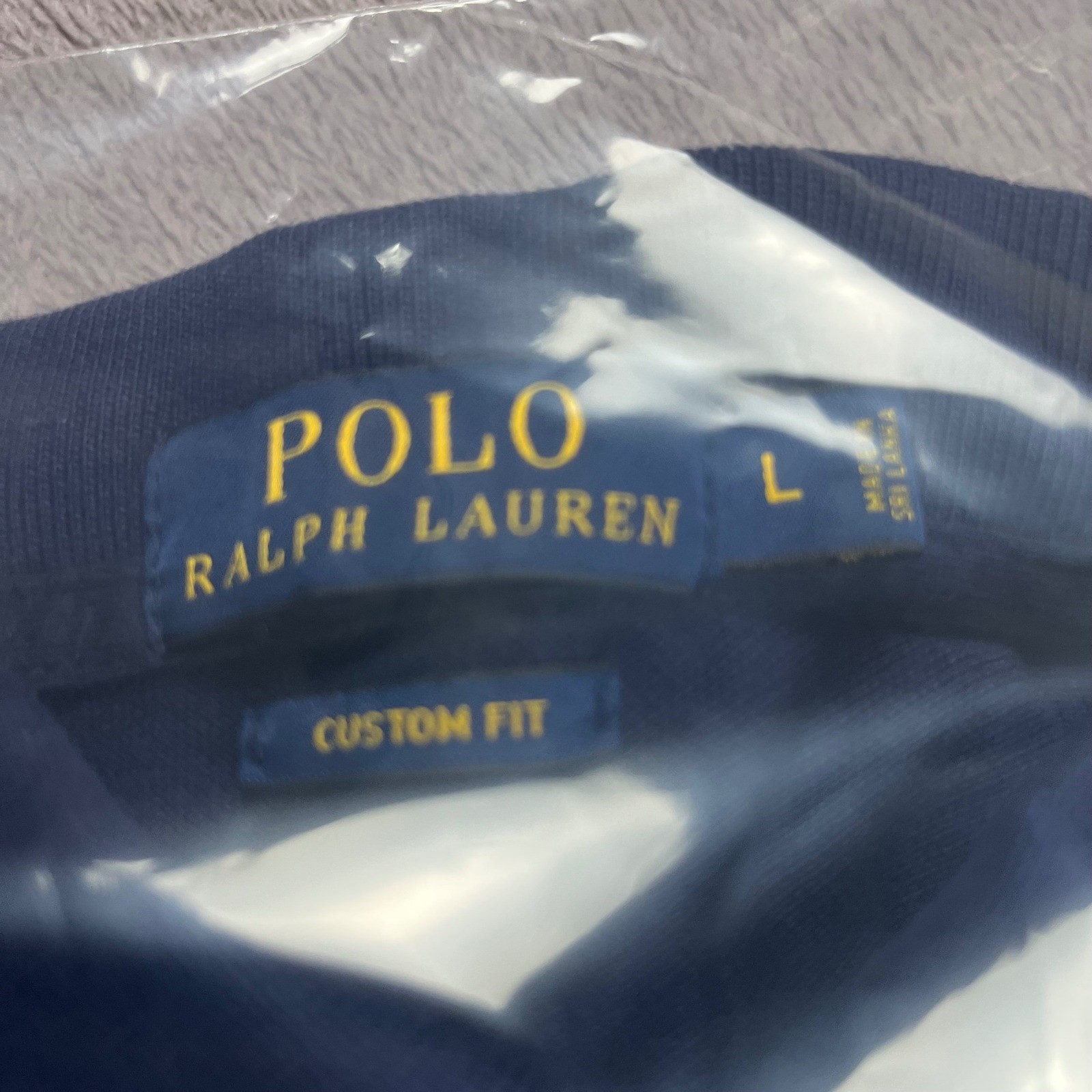 Polo Ralph Lauren Mens Big Pony Sash Polo Shirt Navy Blue Gold Crest Large L