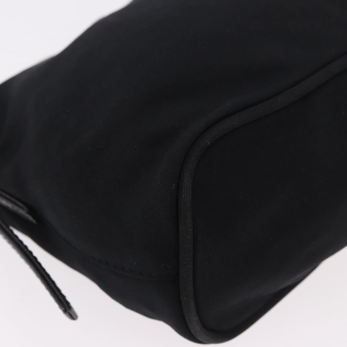 FENDI Shoulder Bag Cotton Jersey Black Silver Auth 186864