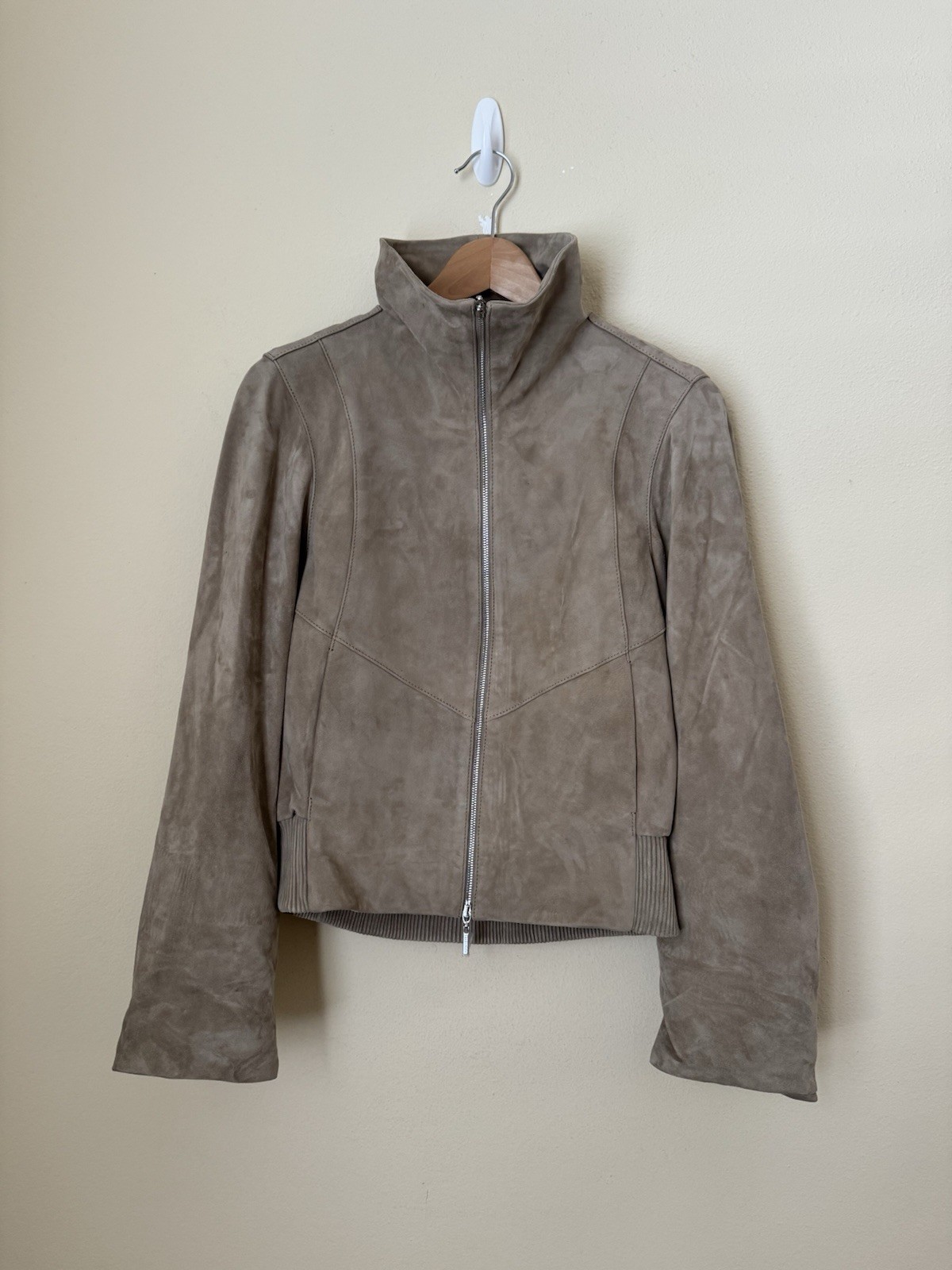 Kallmeyer Liam Leather Bomber Jacket Suede Sand XS