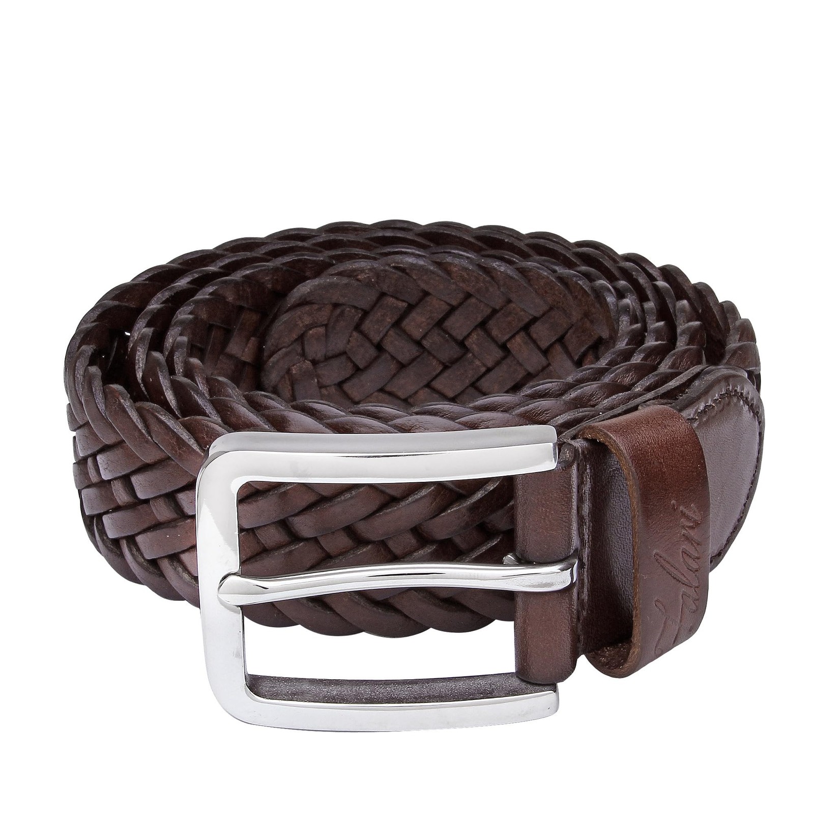 Men’s Braided Belt 100% Genuine Leather Brown 38-40 9007-RBN-L