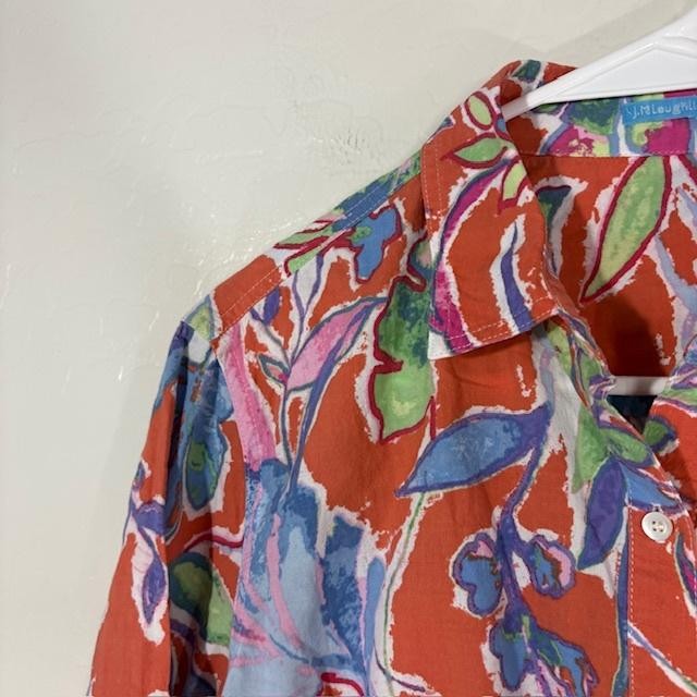 J. McLaughlin Shirt Womens Medium Multicolor Floral Button Front Long Sleeve Top
