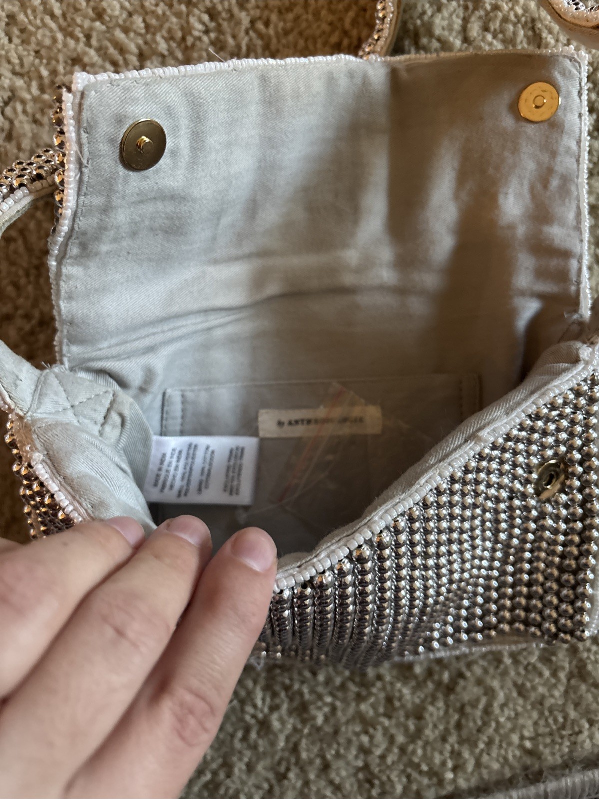 Anthropologie The Fiona Beaded Metallic Shoulder Bag
