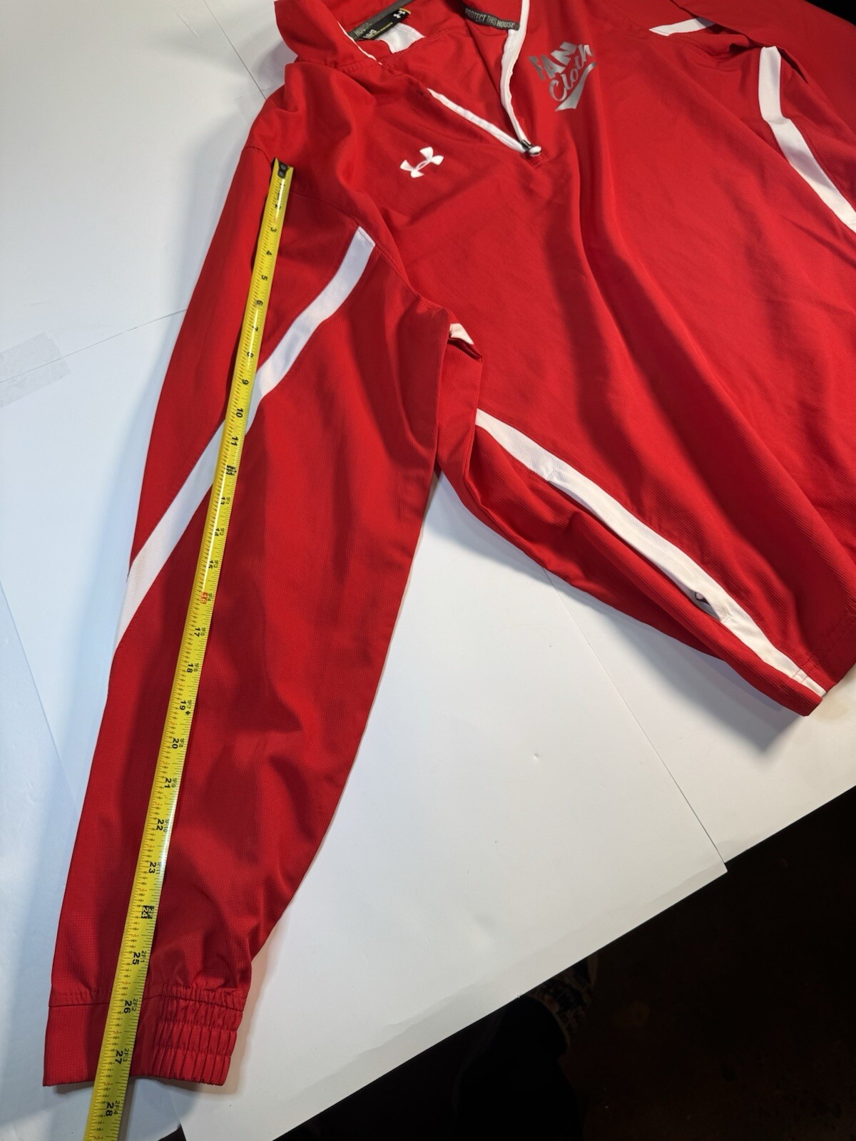 Under Armour Men’s Fan Cloth 1/4 Zip Jacket Pull Over Mens Size Large RED