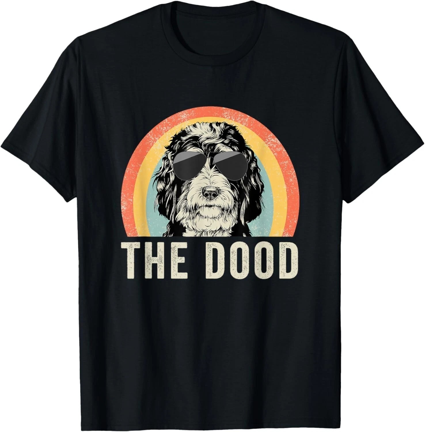 Doodle Dog Lover T Shirt Vintage Sunset Graphic Tee Gift For Dog Owners