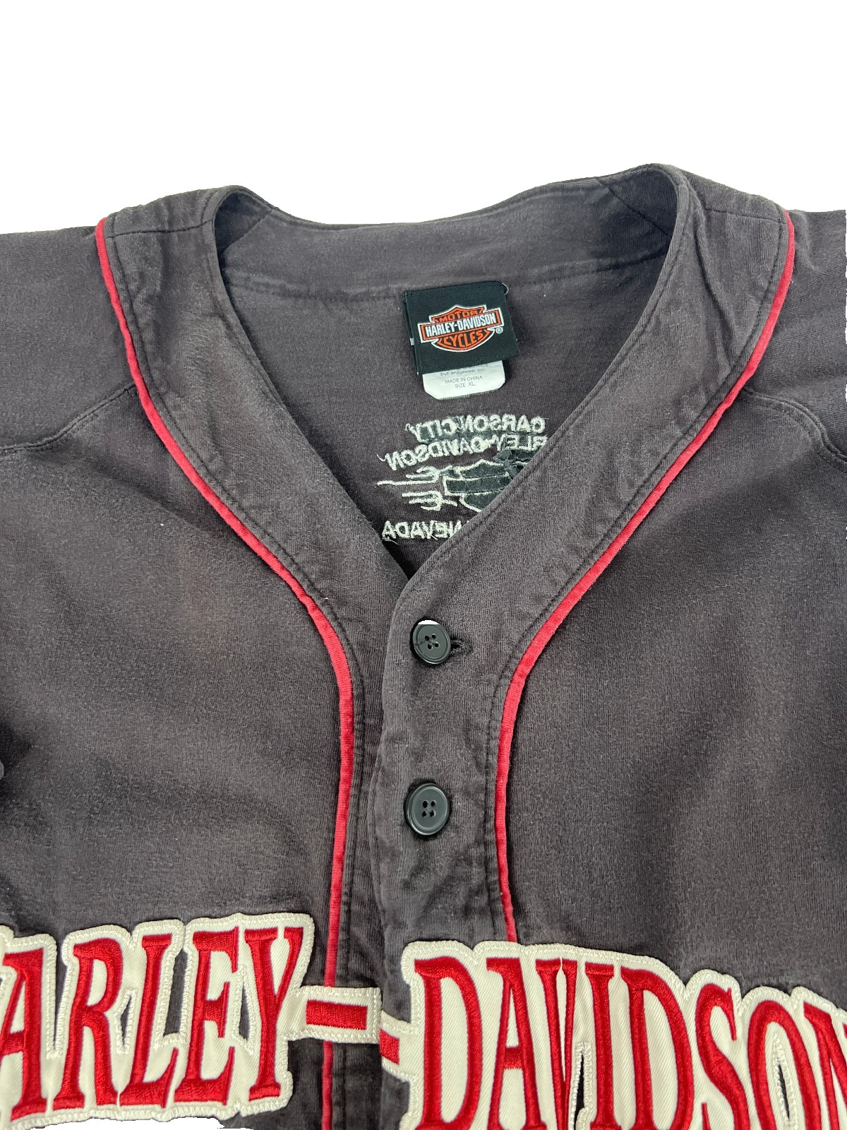 Vintage Harley Davidson Baseball Jersey Style Shirt Men’s Size XL Carson City NV