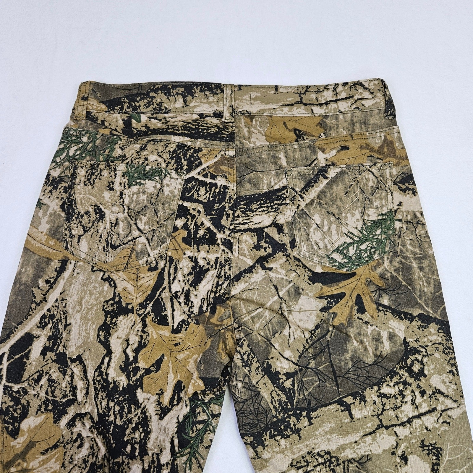 Blue Savvy Camo Pants Womens 14 Jeans Hiking Outdoor Straight Leg Stretch Brown