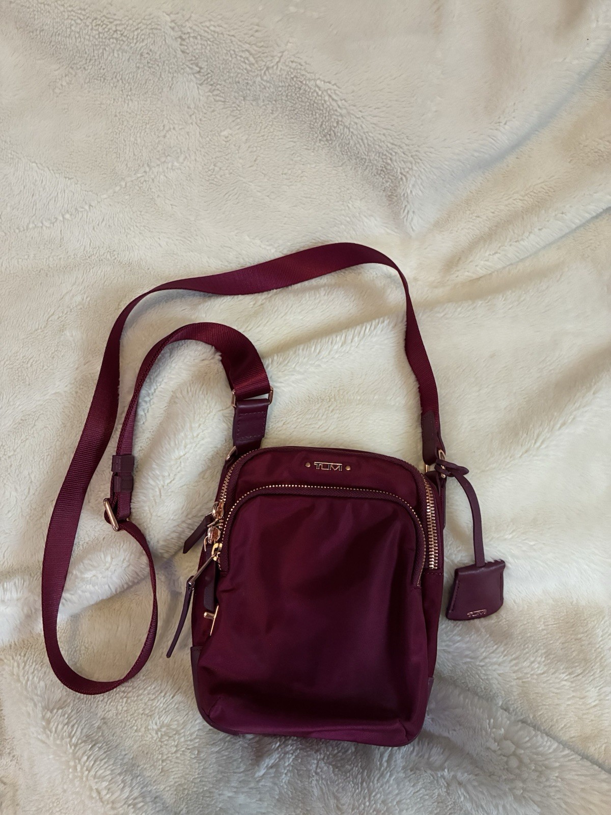 tumi Red crossbody women With Rose Hardware
