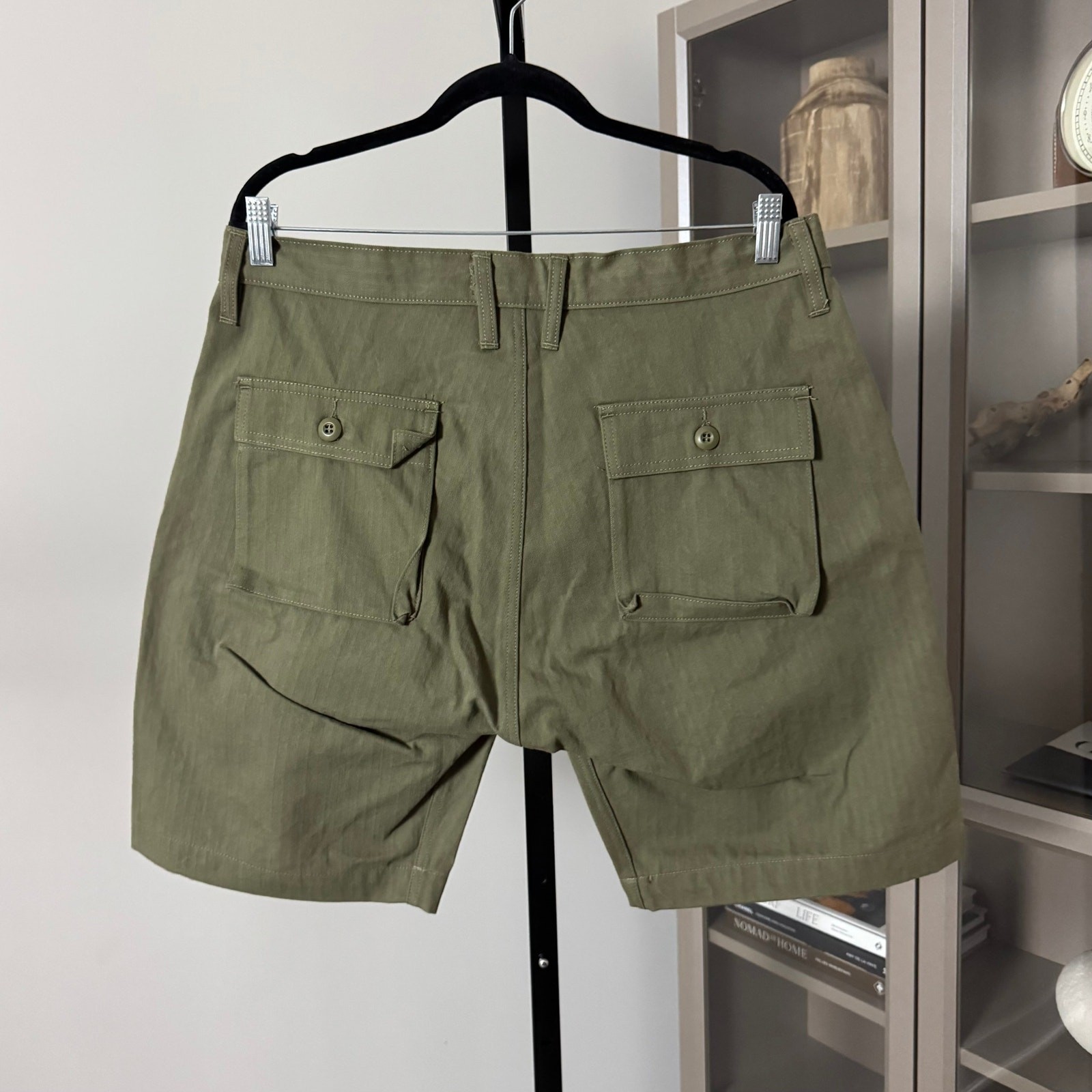 3sixteen Fatigue Washed Olive HBT Shorts 34 NEW Green Herringbone Twill Military