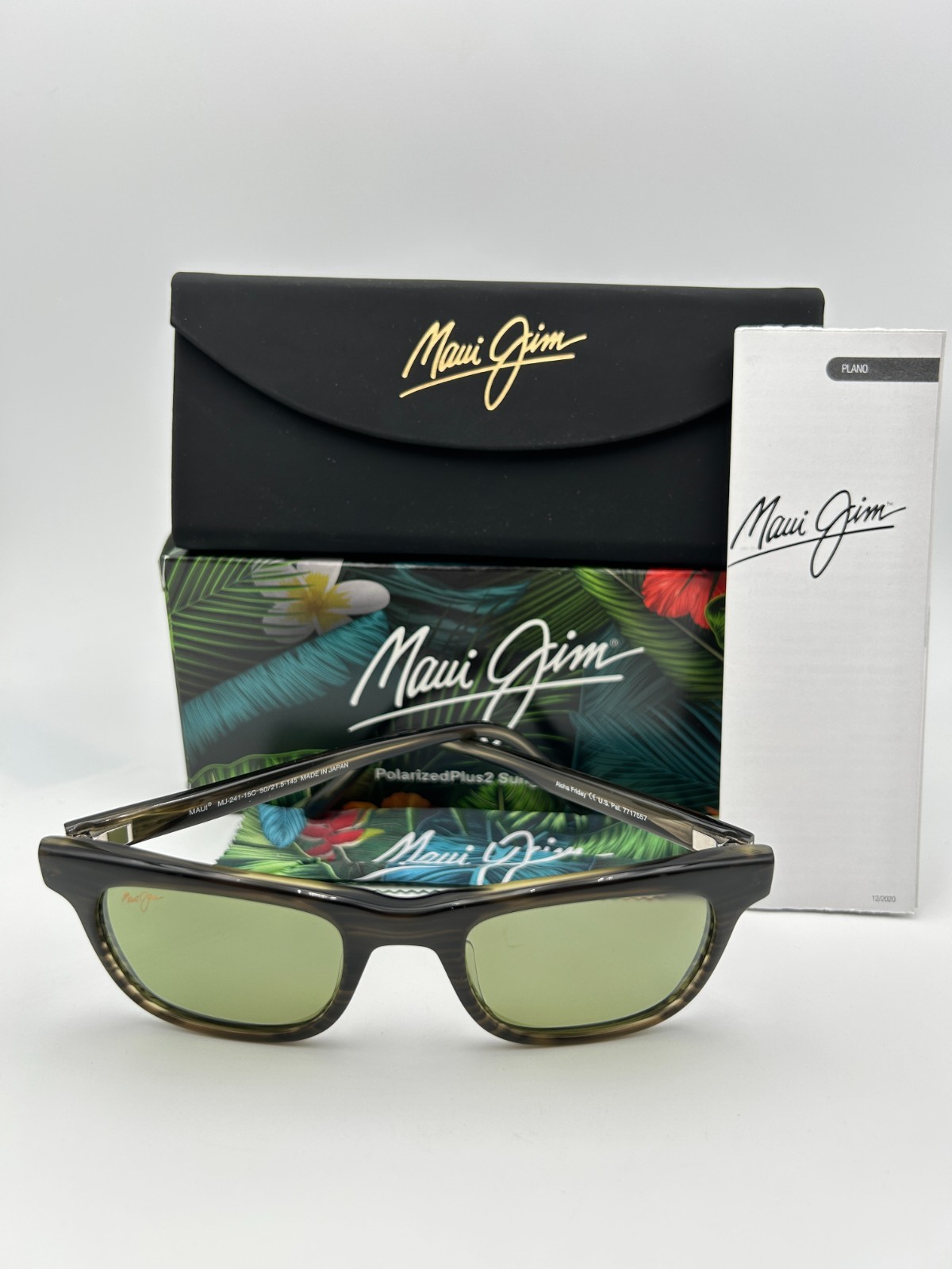 MAUI JIM Polarized Sunglasses MJ241 15C Aloha Friday Olive Stripe Maui HT NIB