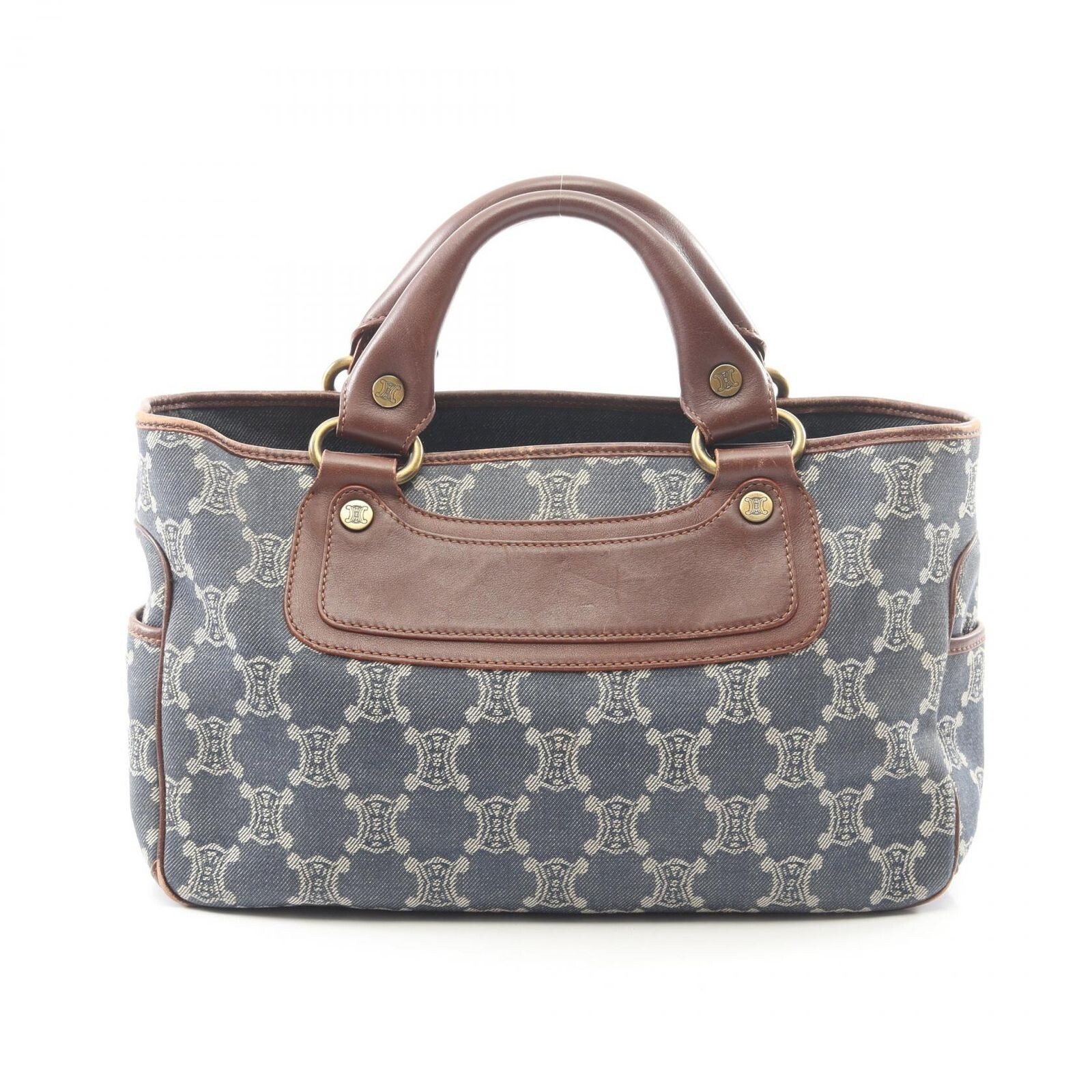 CELINE Boogie Bag Paris Macadam Denim Leather Monogram Handbag Auth