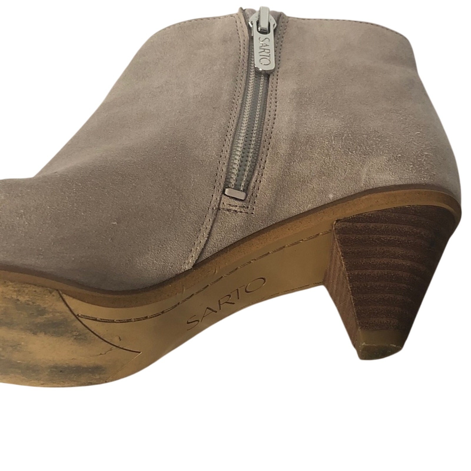 Franco Sarto Spectra Womens Suede Ankle Booties Size 6.5 Tan Pointed Toe