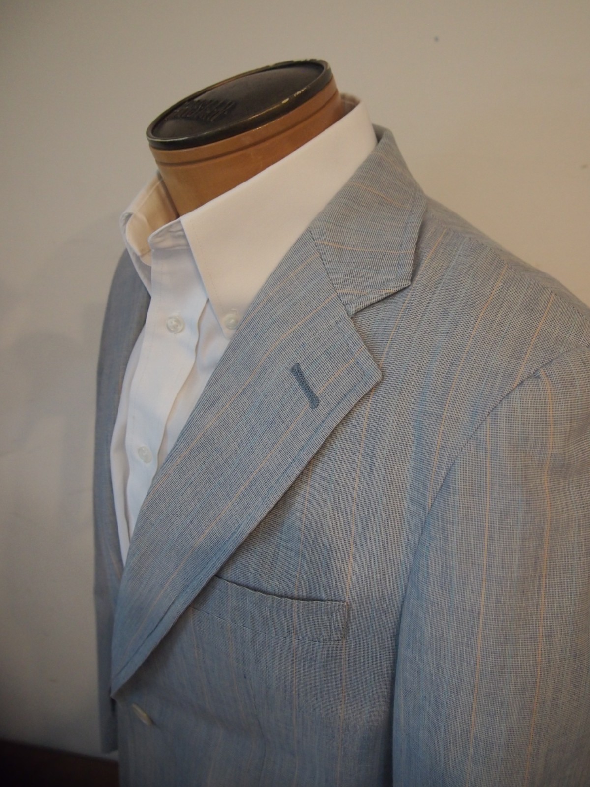 Vintage Haspel 2 Piece Cotton Blue Suit 38 short 30W x 28 Inseam Made in USA