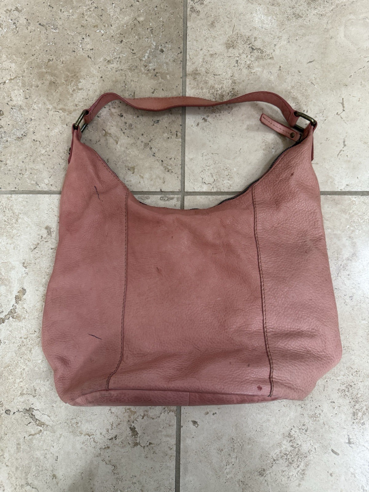 American Leather Co Shoulder Leather Handbag Pink 10×14 Vintage Good Condition
