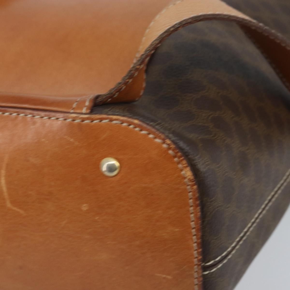 CELINE Macadam Canvas Backpack PVC Leather Brown Gold Auth 169840