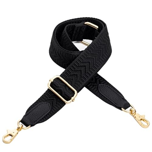 Purse Strap Replacement Adjustable Length 29.5–50.4 in Black / Gold Hardware