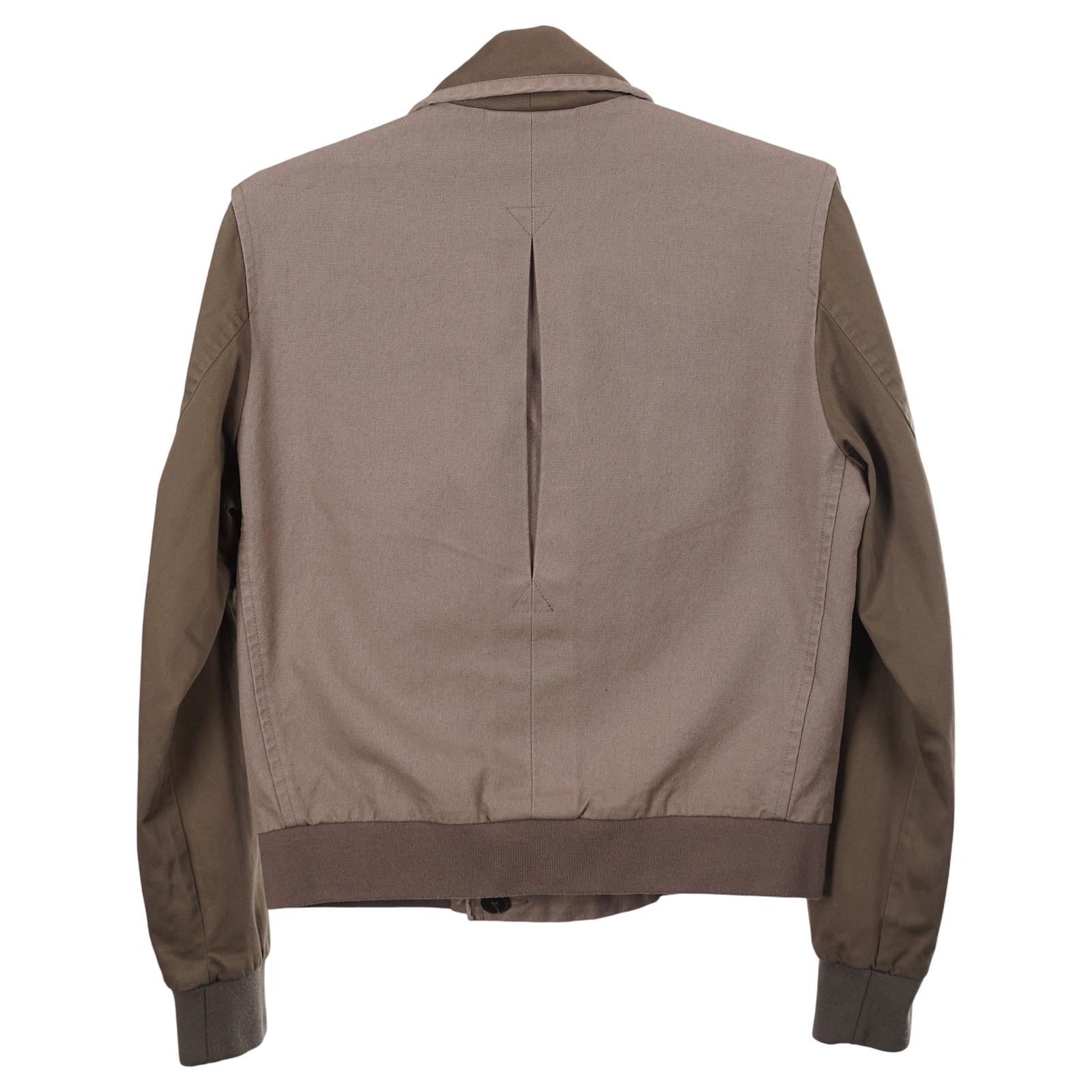 Alexander McQueen Bomber Jacket IT 52 Brown Canvas Green Shawl Collar Button Up