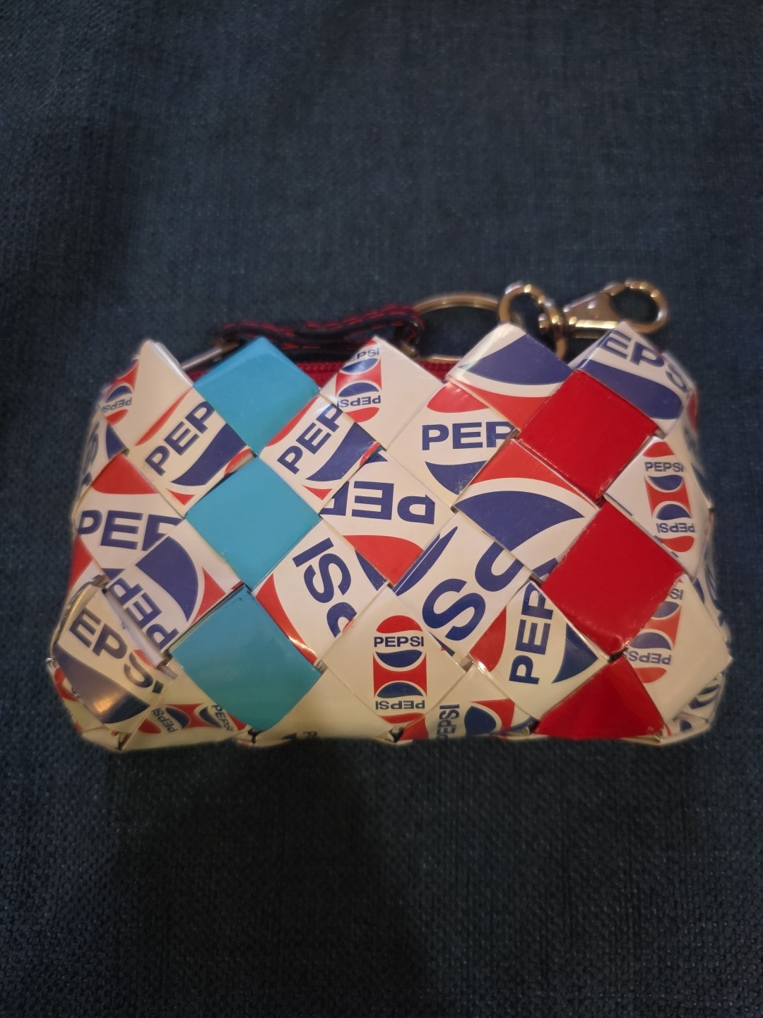 Pepsi Branded NAHUI OLLIN Candy Wrapper Coin Purse Red White Blue handmade Small
