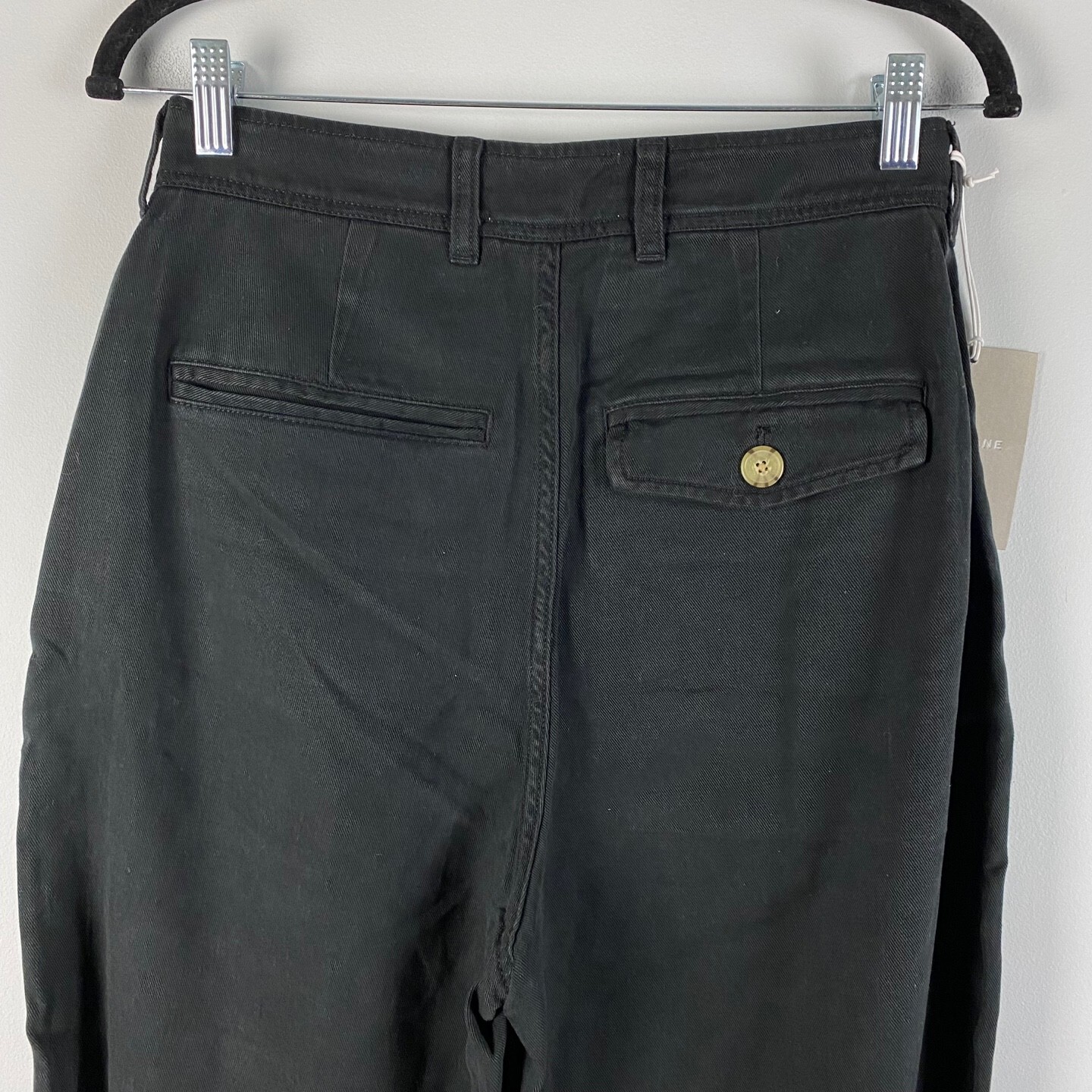 Everlane The Relaxed Chino Straight Leg Pant Womens 2 Black Soft High Rise