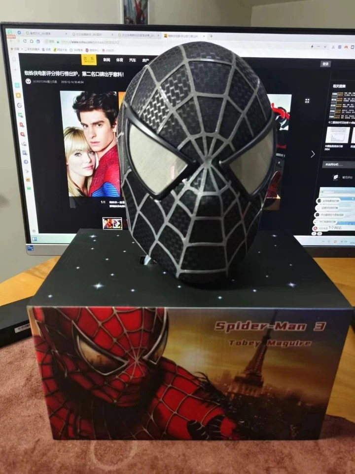 Craft 1:1 Spiderman Tobey Maguire Hood Mask 3D Headwear Adult Wearable Red/BL