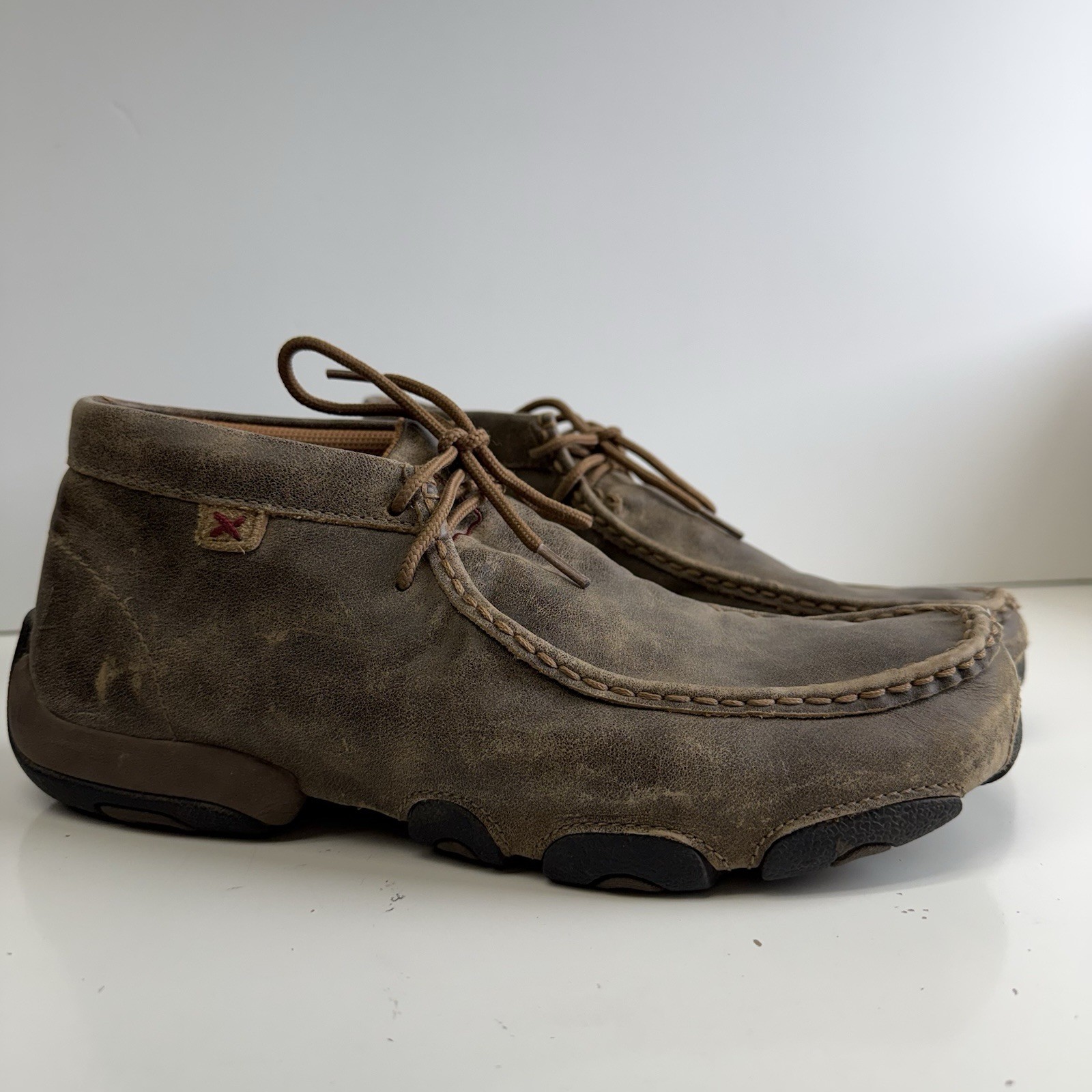 Twisted X MDM0003 Driving Moc Leather Shoes Distressed Brown 8.5 Mens