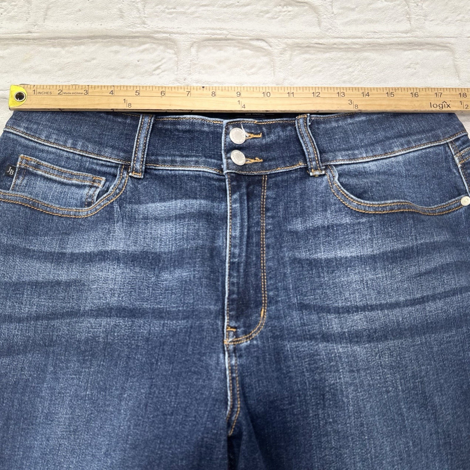 Judy Blue Jeans Womens 18W High Rise Dark Wash Bootcut Stretch Distressed Fringe