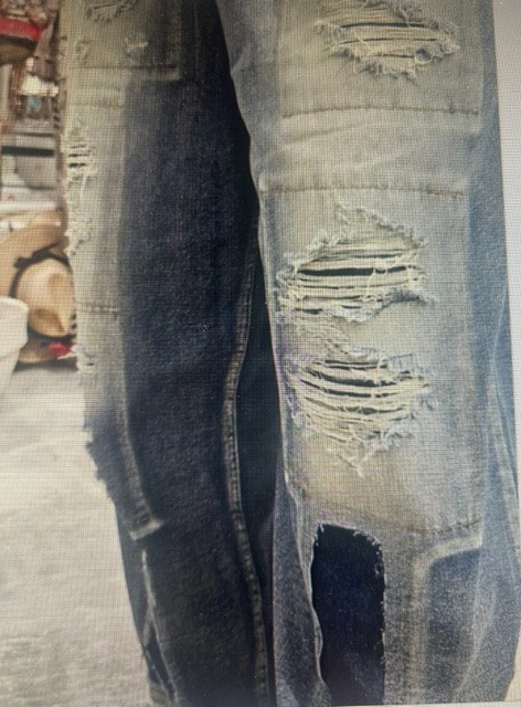A Rare Bird Women Distressed Patchwork Grunge Elastic Waist Denim Jeans NWT