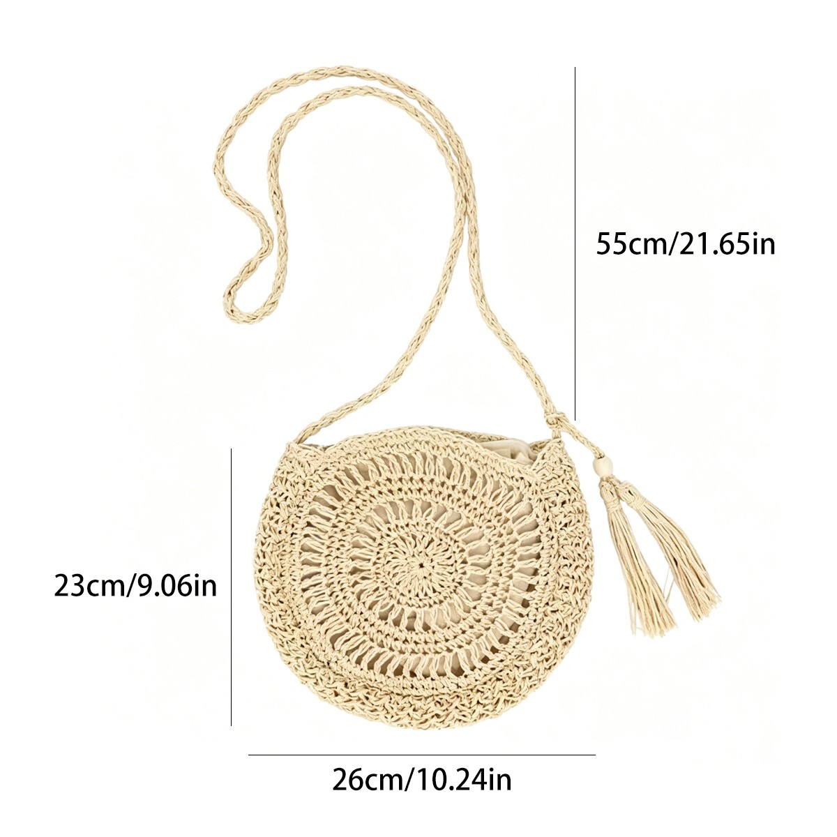 Women Summer Beach Shoulder Bag Handwoven Straw Crossbody Bag for Ladies