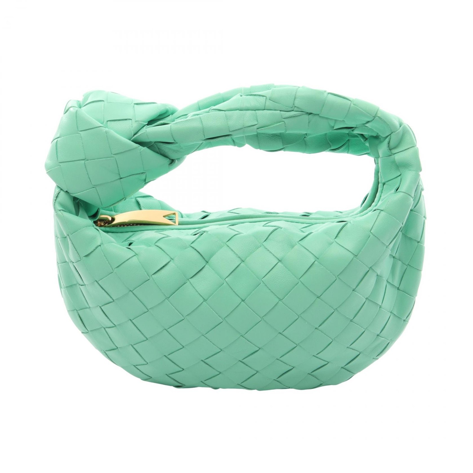 BOTTEGA VENETA Mini Jodie Intrecciato Hobo Bag 651876 leather light green Used