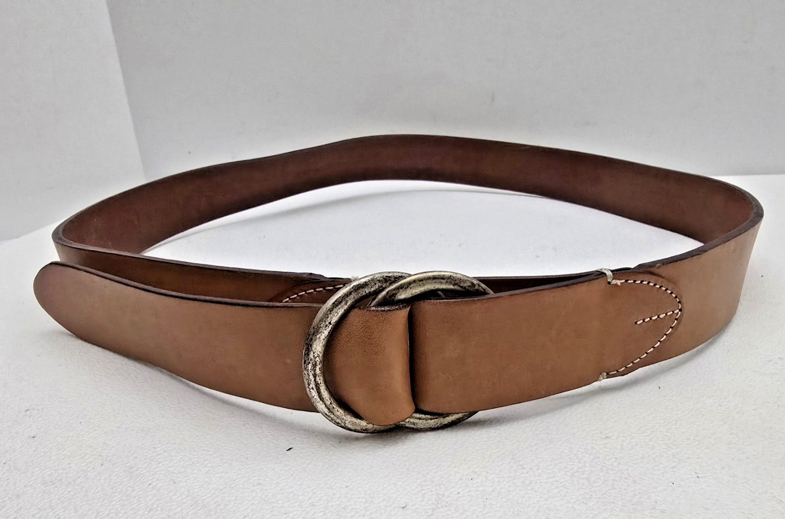 Faconnable Calf Leather Belt Brown 100cm/40 in Ant Silverplate Buckle Made Italy