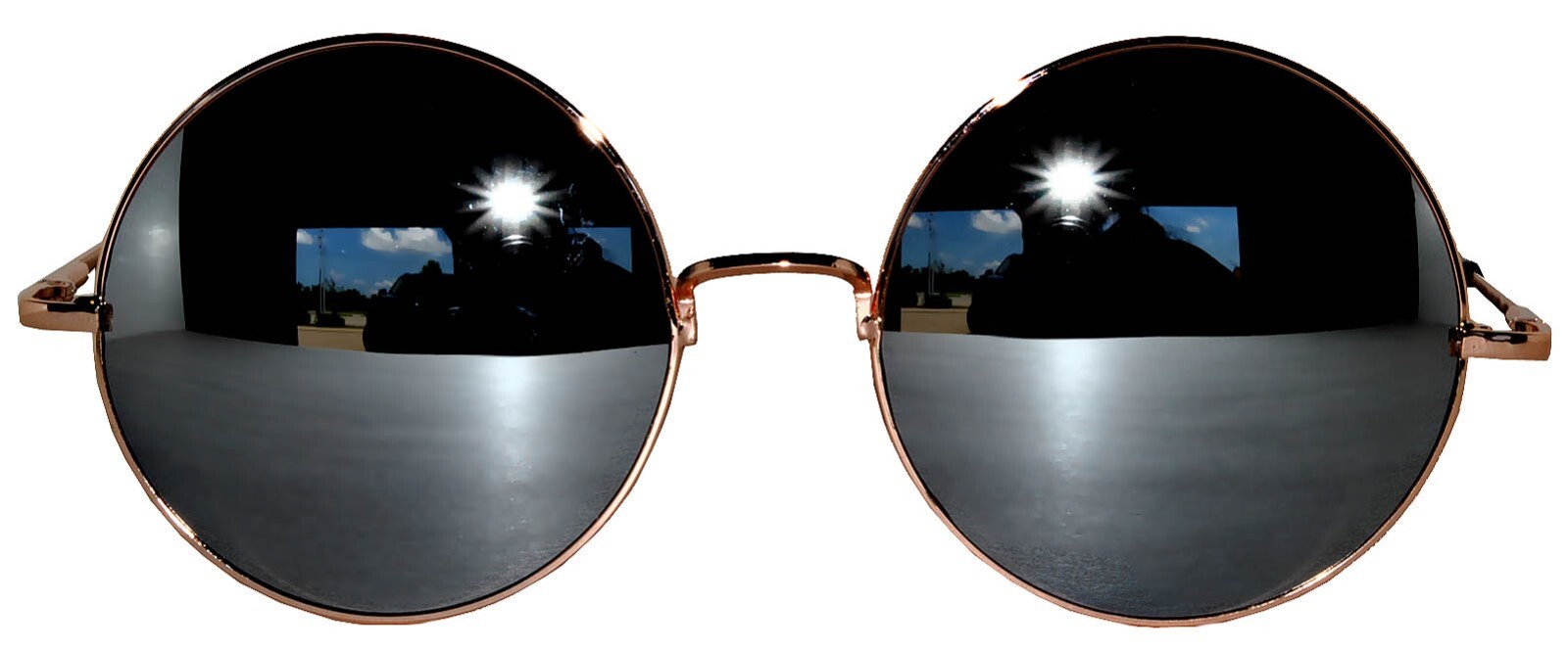 ROUND SUNGLASSES MIRROR LENS 43mm METAL FRAME ONE PAIR